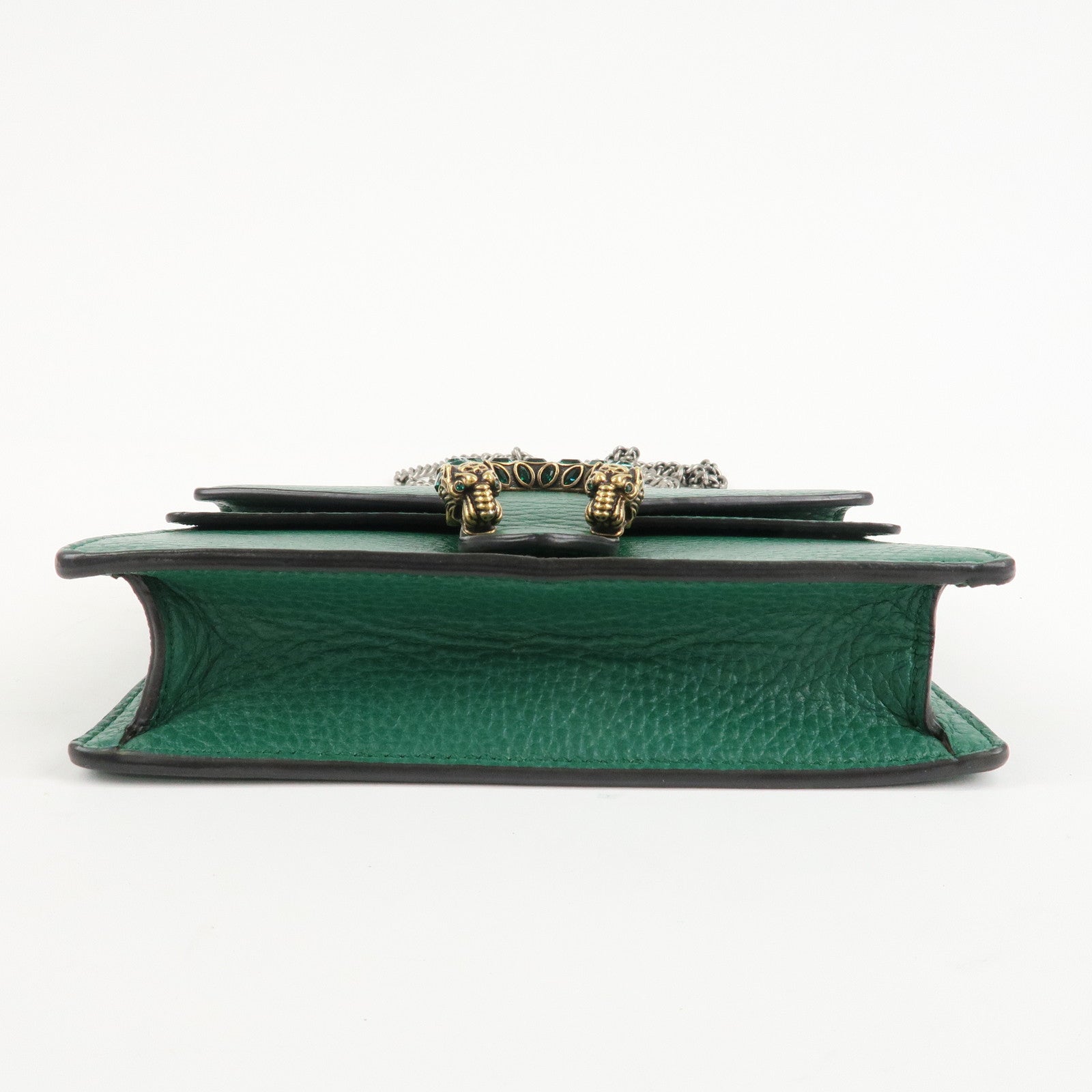 GUCCI Duonissos Leather Chain Shoulder Bag Green 476432