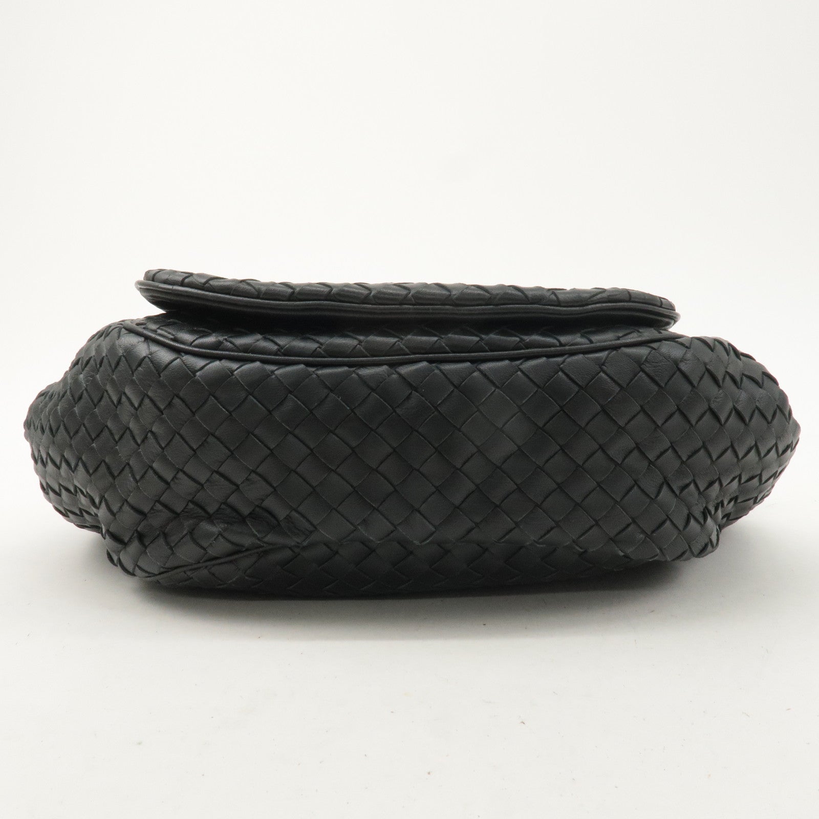 BOTTEGA VENETA Intrecciato Leather Shoulder Bag Black