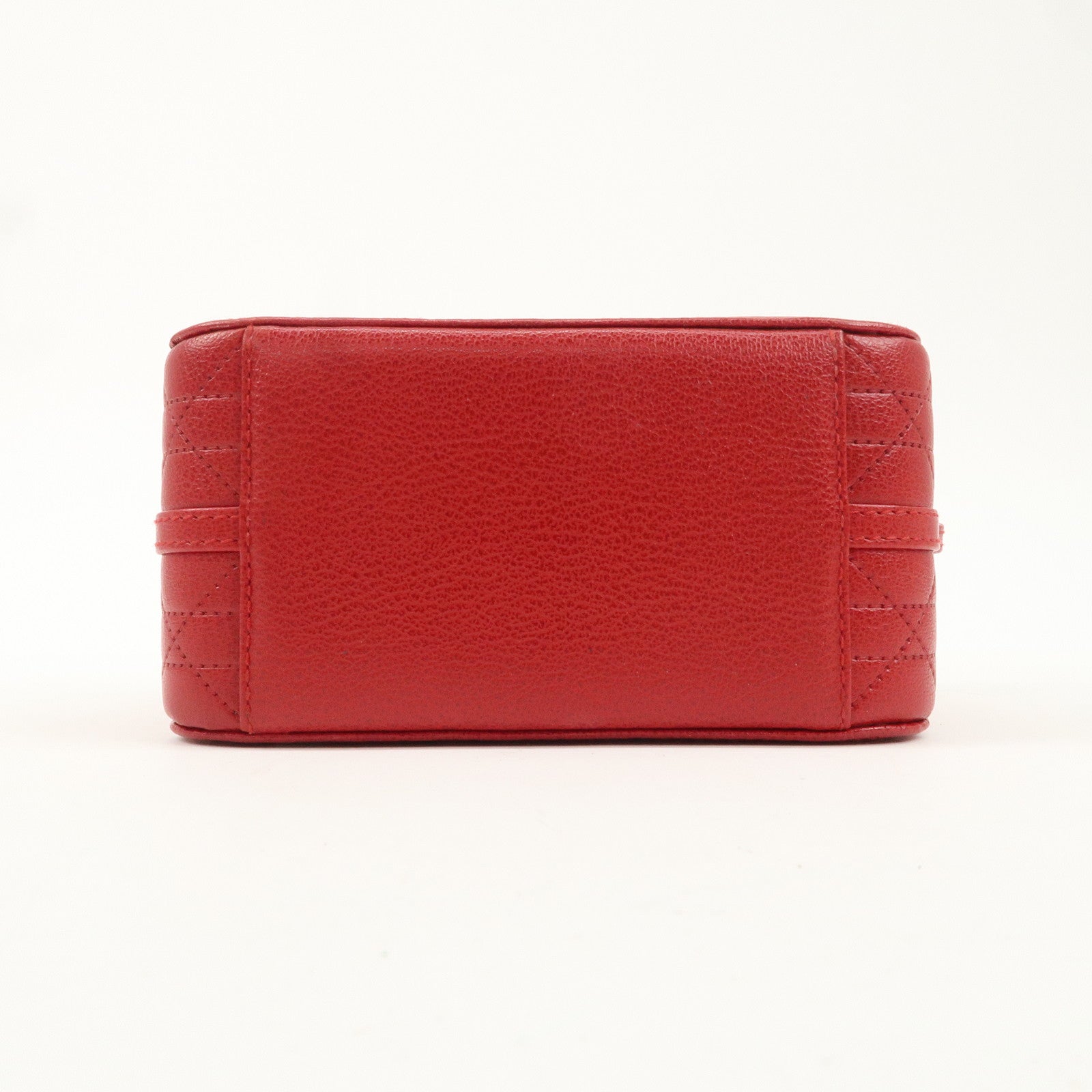 Christian Dior Leather Cannage Vanity Bag Hand Bag Red