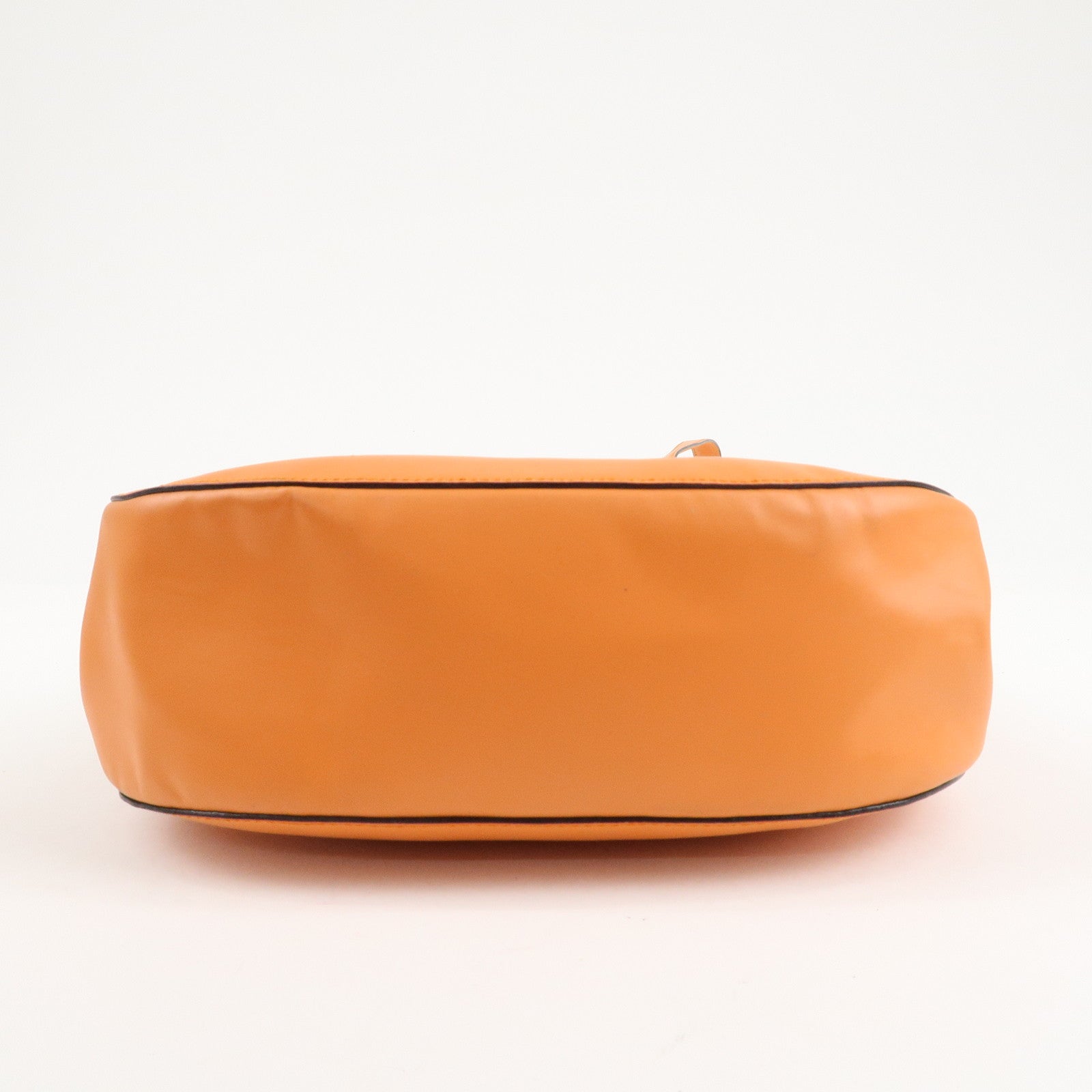 CELINE Leather Shoulder Bag Orange Used