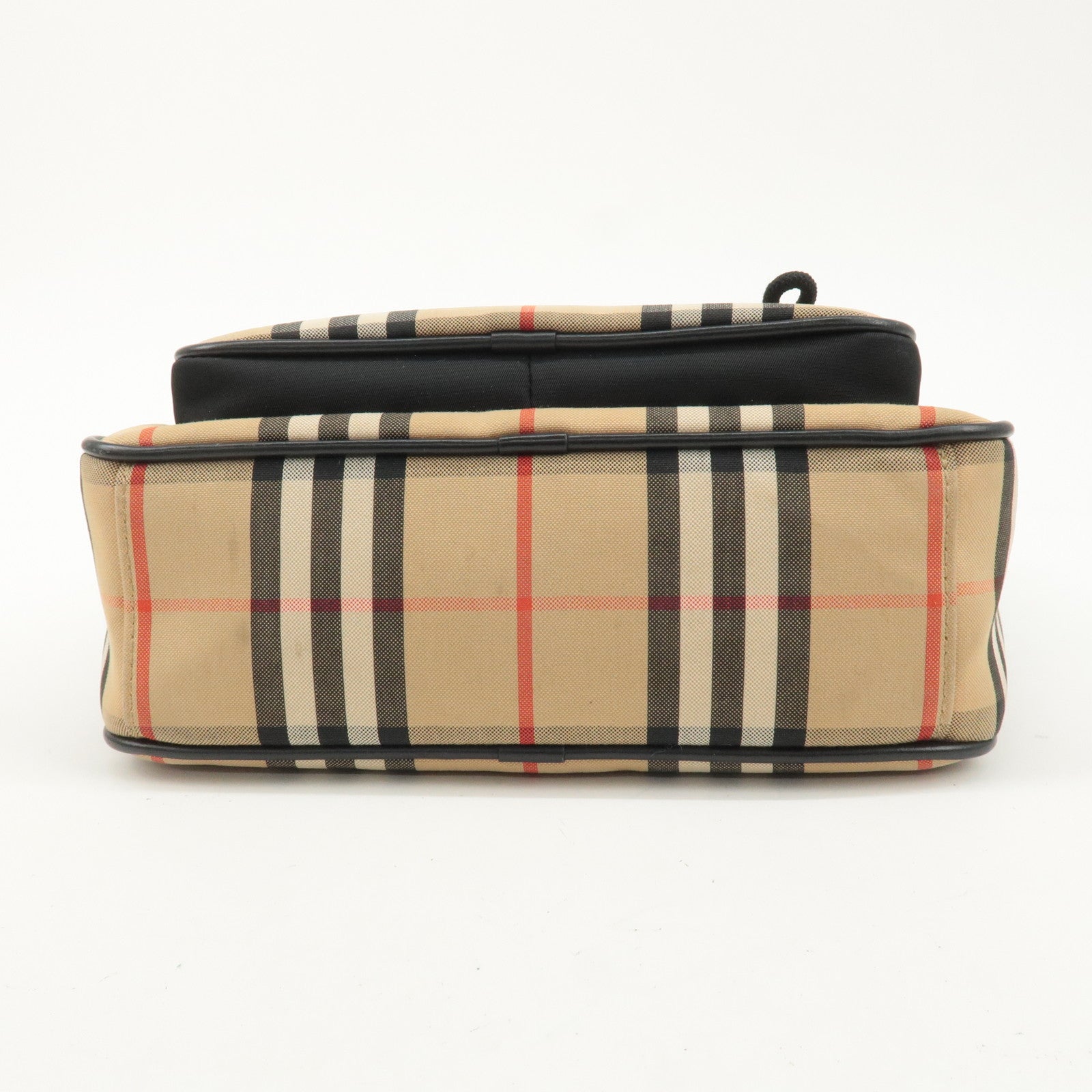 BURBERRY Nova Plaid Canvas Leather Shoulder Bag Beige