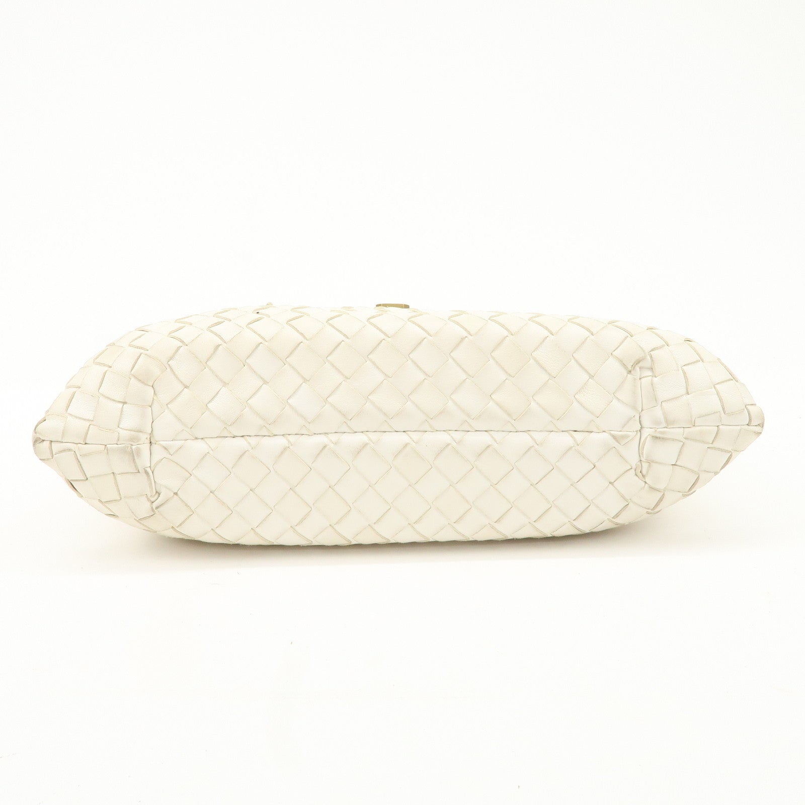 Bottega Veneta Intrecciato Leather Chain Shoulder Bag White