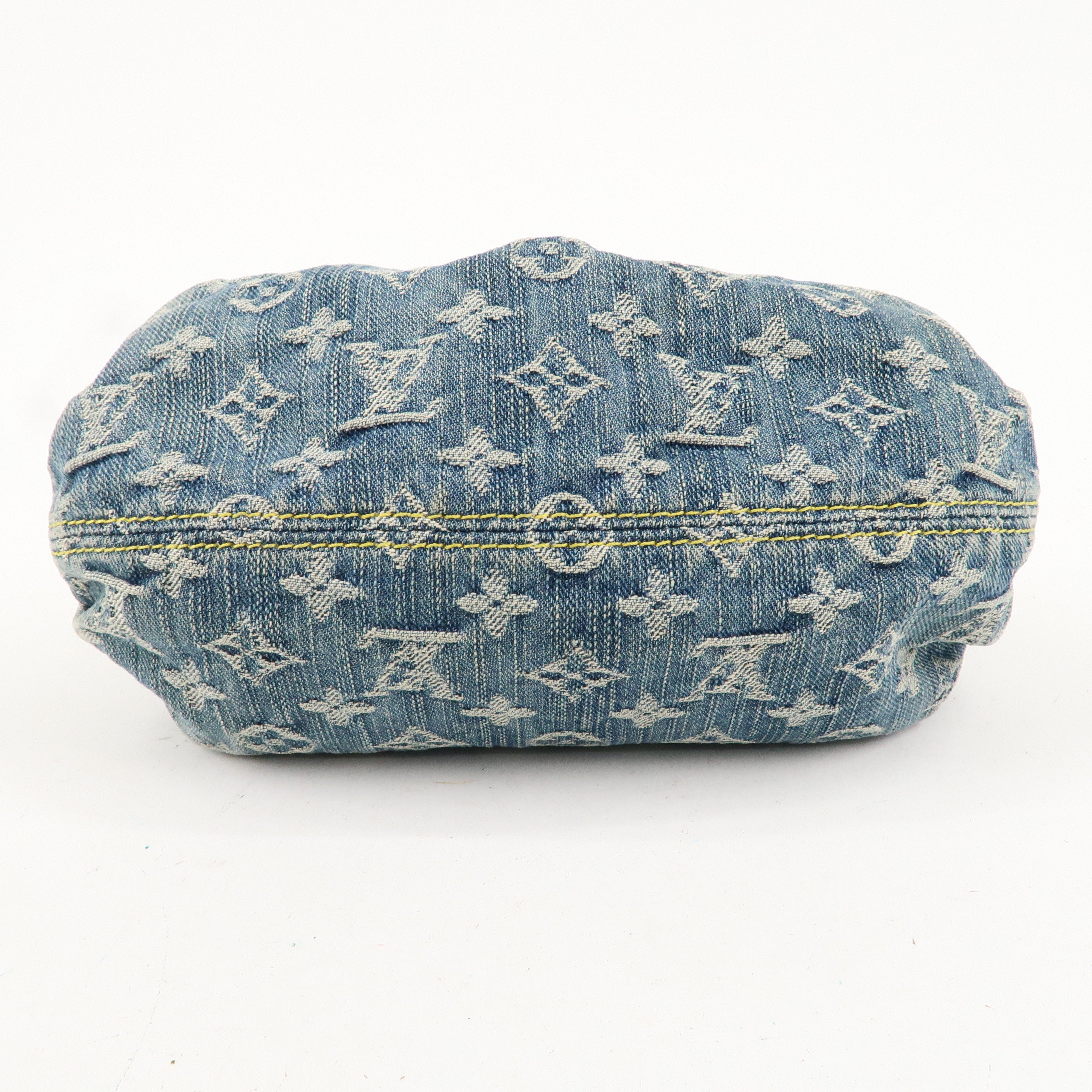 Louis Vuitton Monogram Denim Pleaty Hand Bag Blue M95020