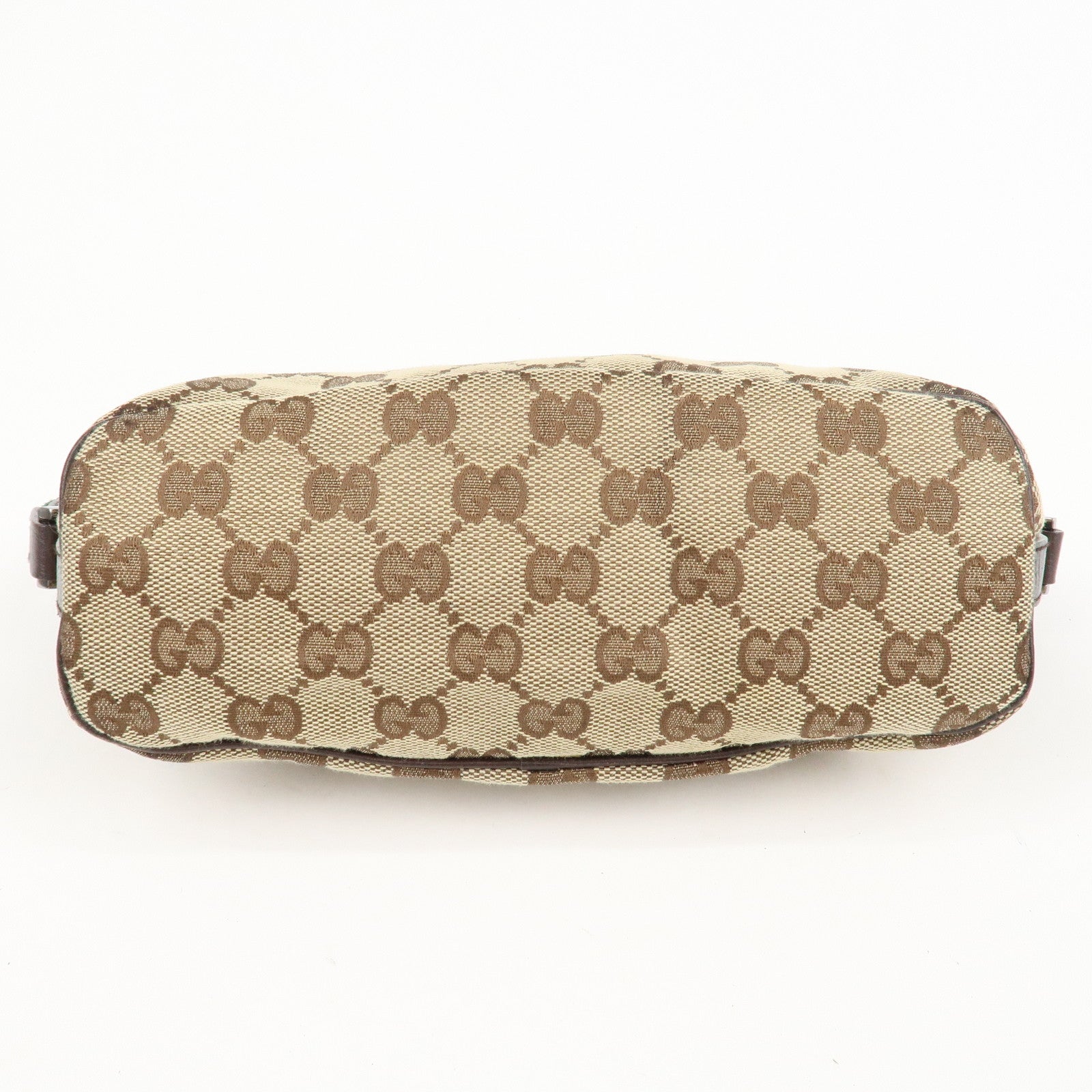 GUCCI Sherry GG Canvas Leather Accessory Pouch Hand Bag 141809 Used