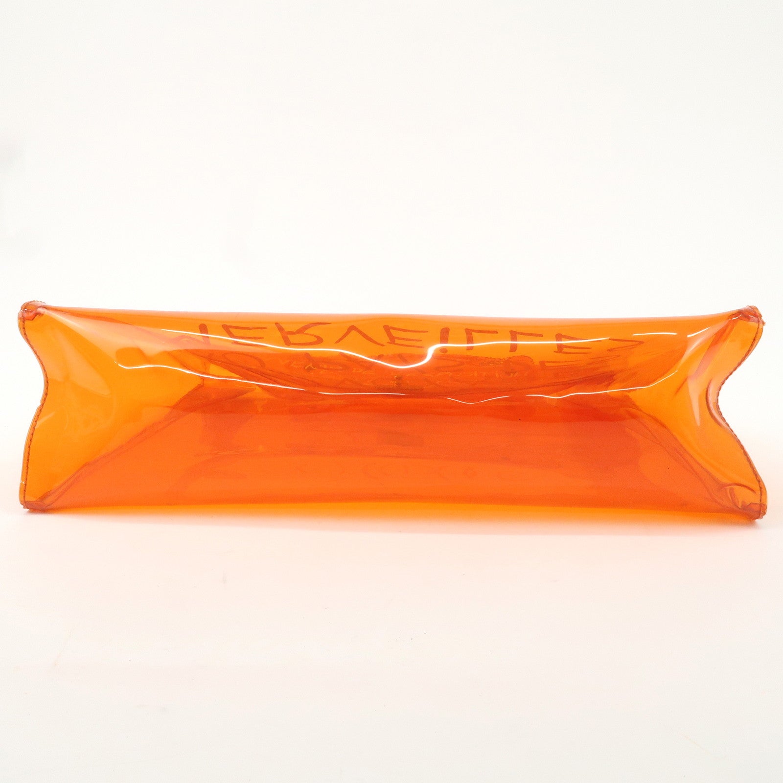 HERMES Vinyl Kelly Bag Hand Bag Clear Orange Gold Hardware