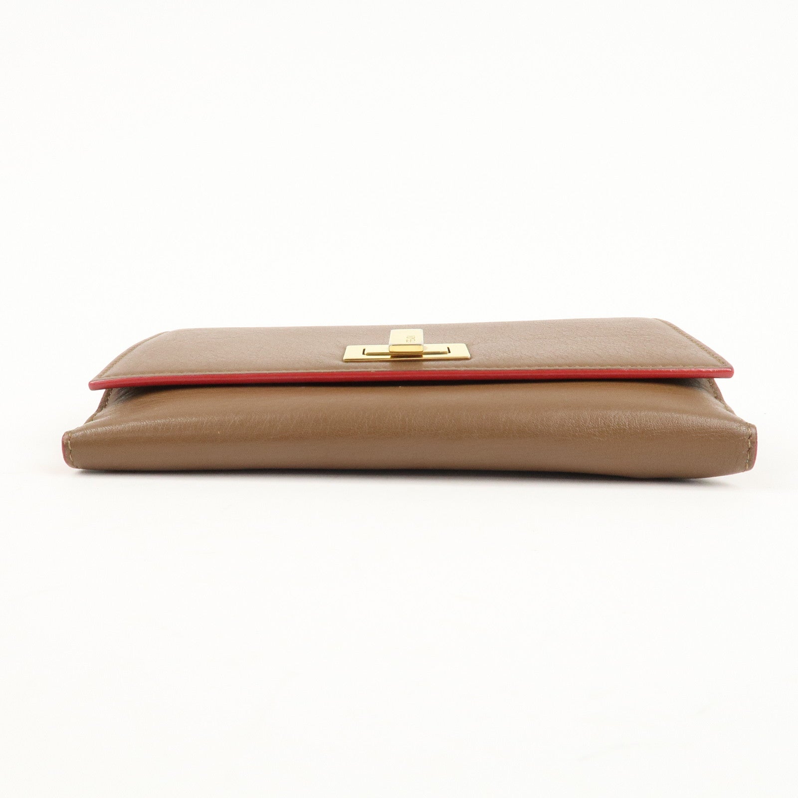 FENDI Leather Peekaboo Continental Wallet Brown 8M0308