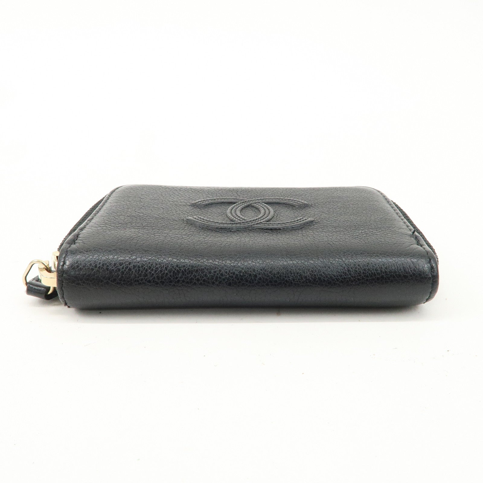 CHANEL Leather Coco Mark Card Case Black