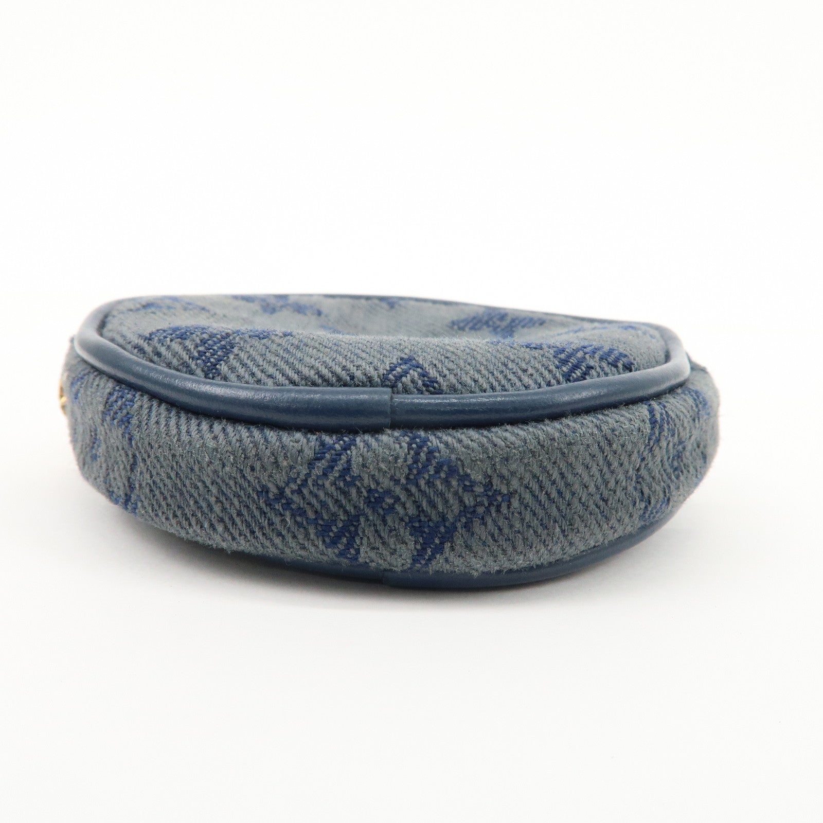 Louis Vuitton Monogram Denim Round Pouch Coin Case Blue M68290 Used