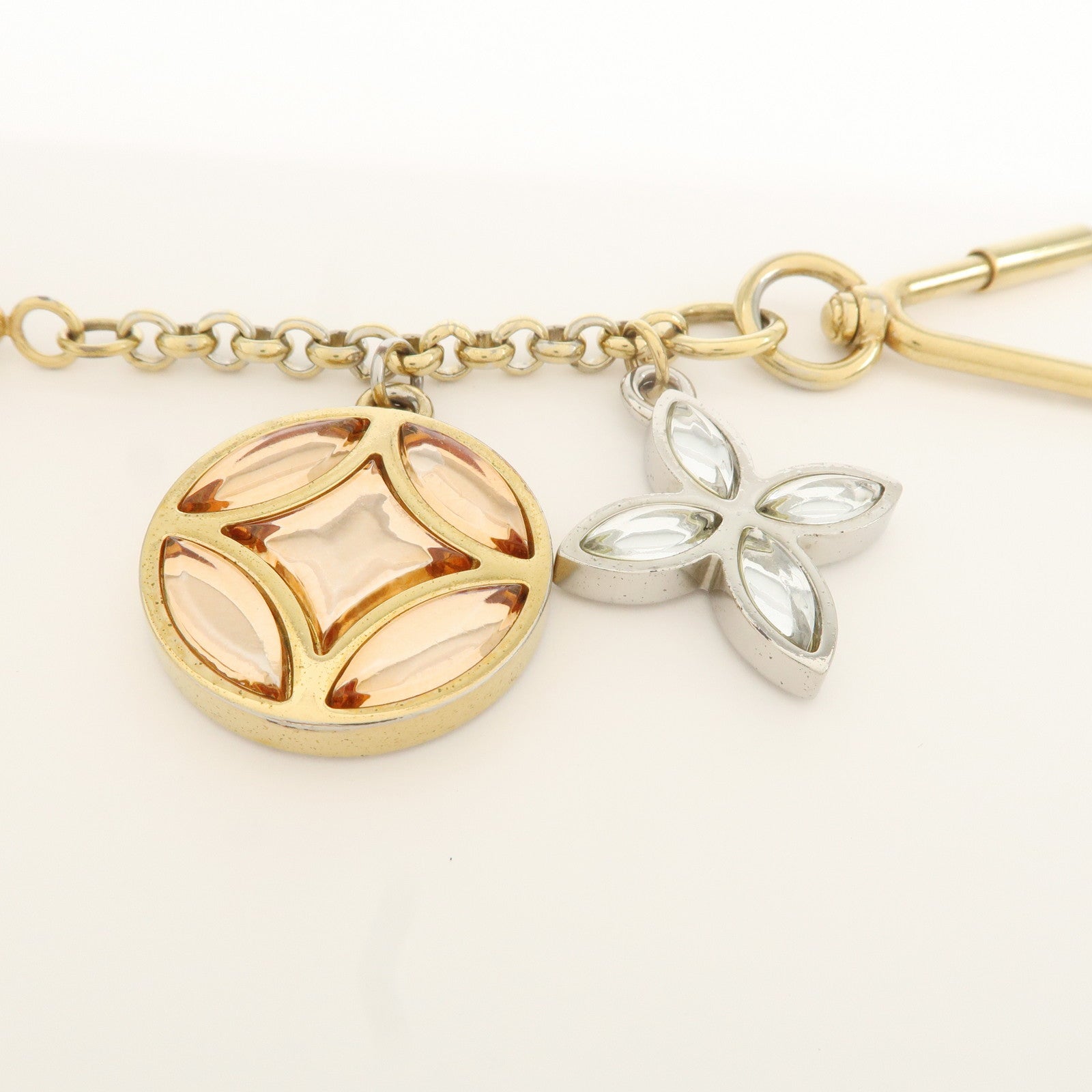 Louis Vuitton Porte Cles Ice Flower Bag Charm Gold Sillver M66780 Used