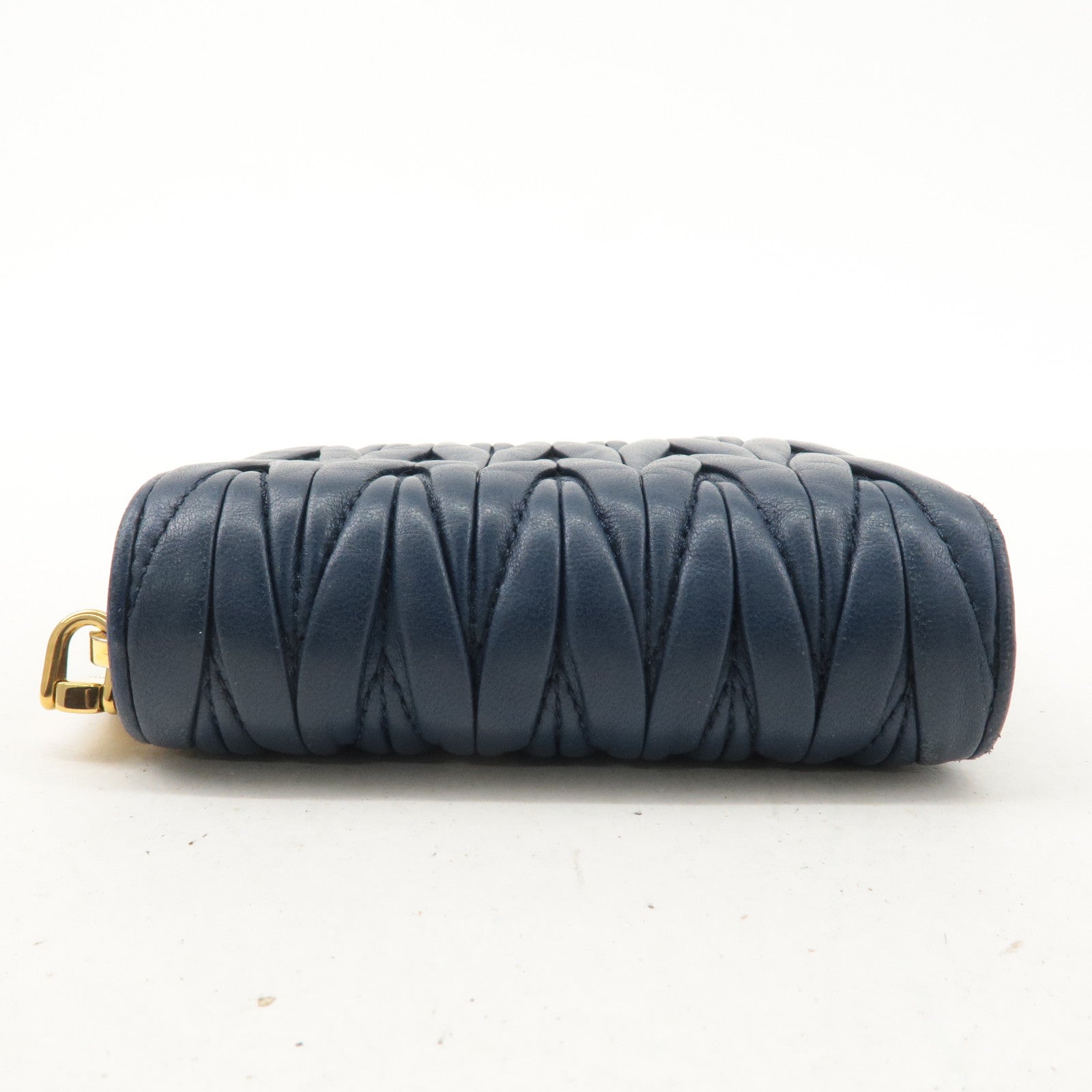 MIU MIU Matelasse Leather Bi-fold Wallet Navy 5ML522