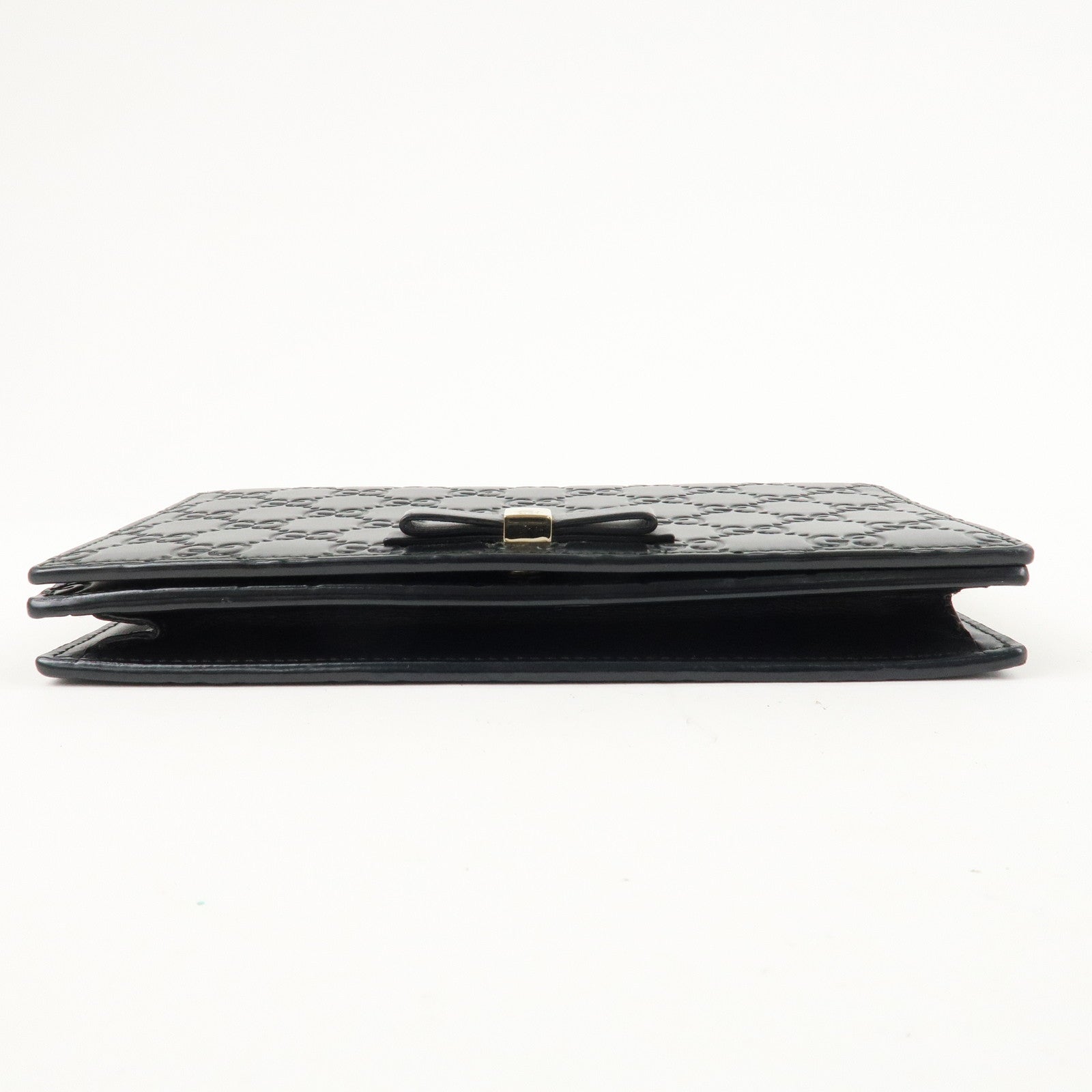 GUCCI Guccissima Leather Chain Wallet Black 431408 Used