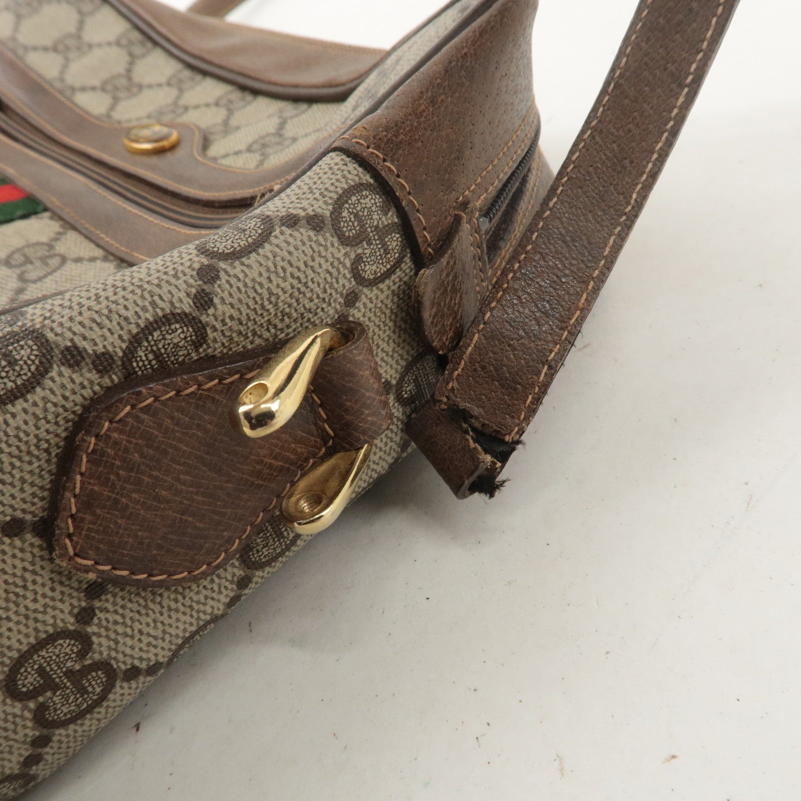 GUCCI Set of 2 Old Gucci GG Plus Leather Clutch Bag Shoulder Bag