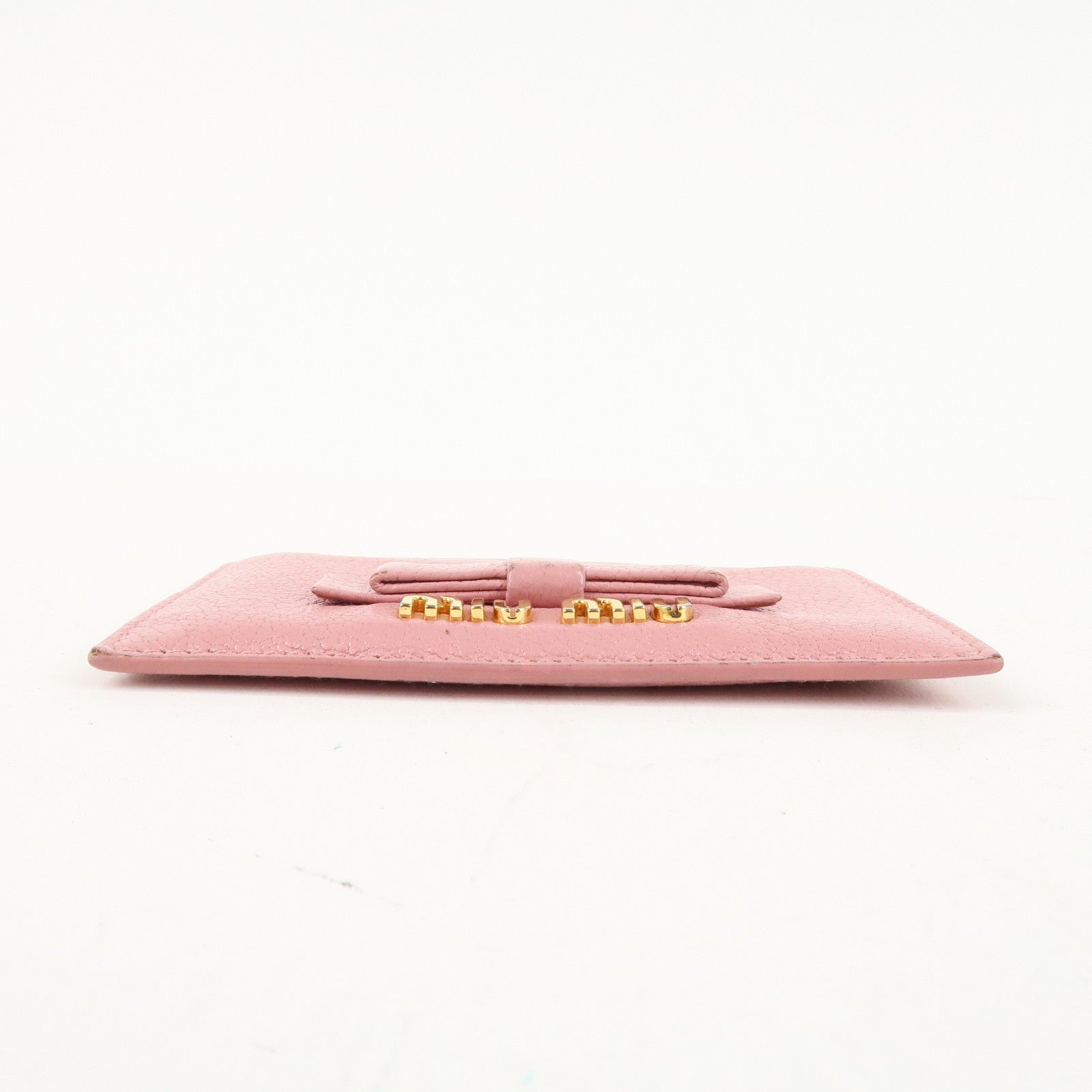 MIU MIU Leather Ribbon Card Case Pink