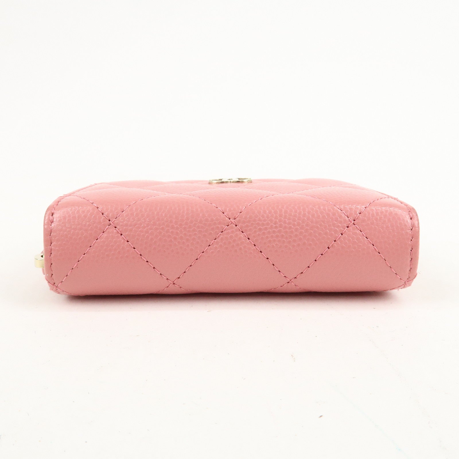 CHANEL Matelasse Caviar Skin Zippy Around Coin Case Pink Used