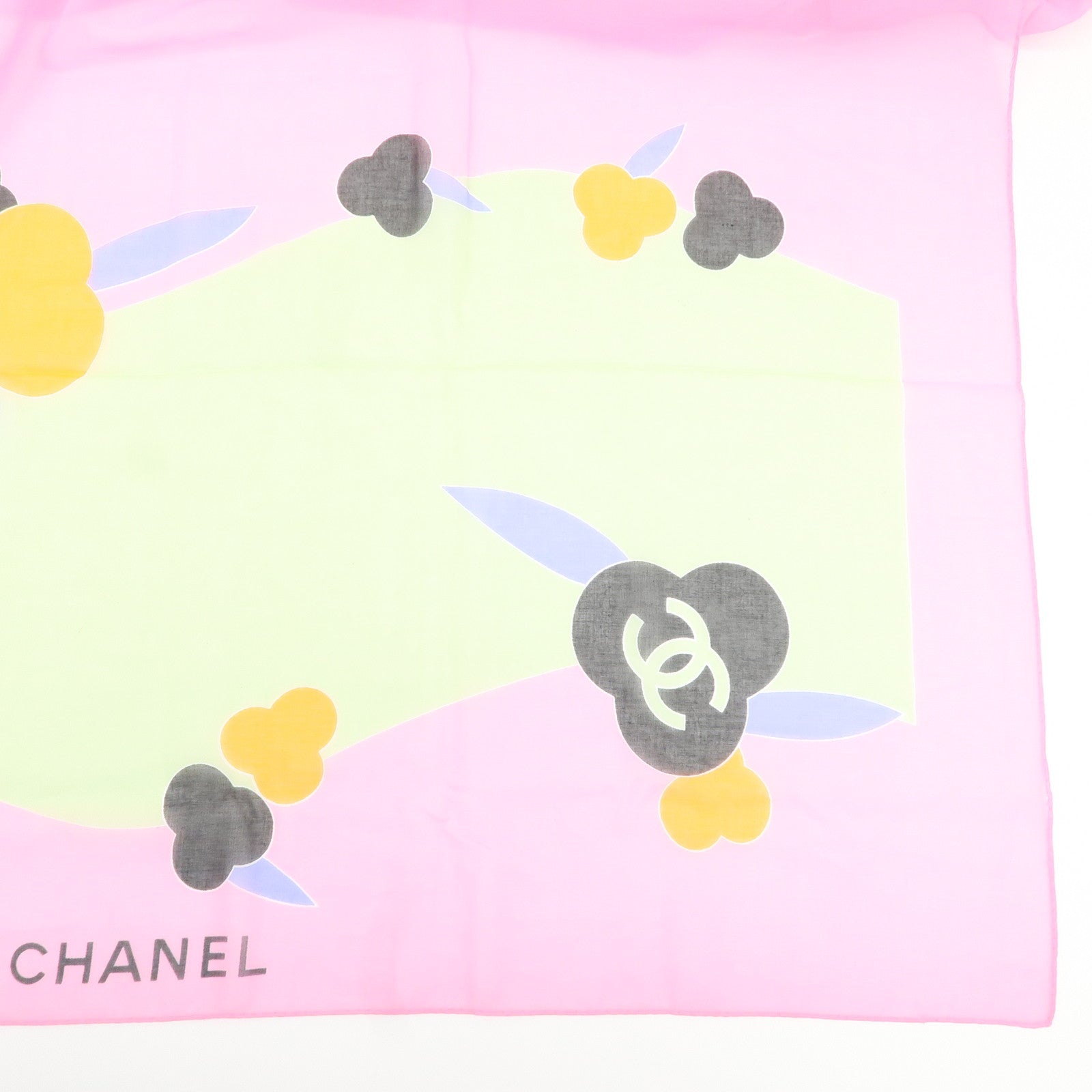 CHANEL Cotton 100% Paleo Scarf Multi Color Used