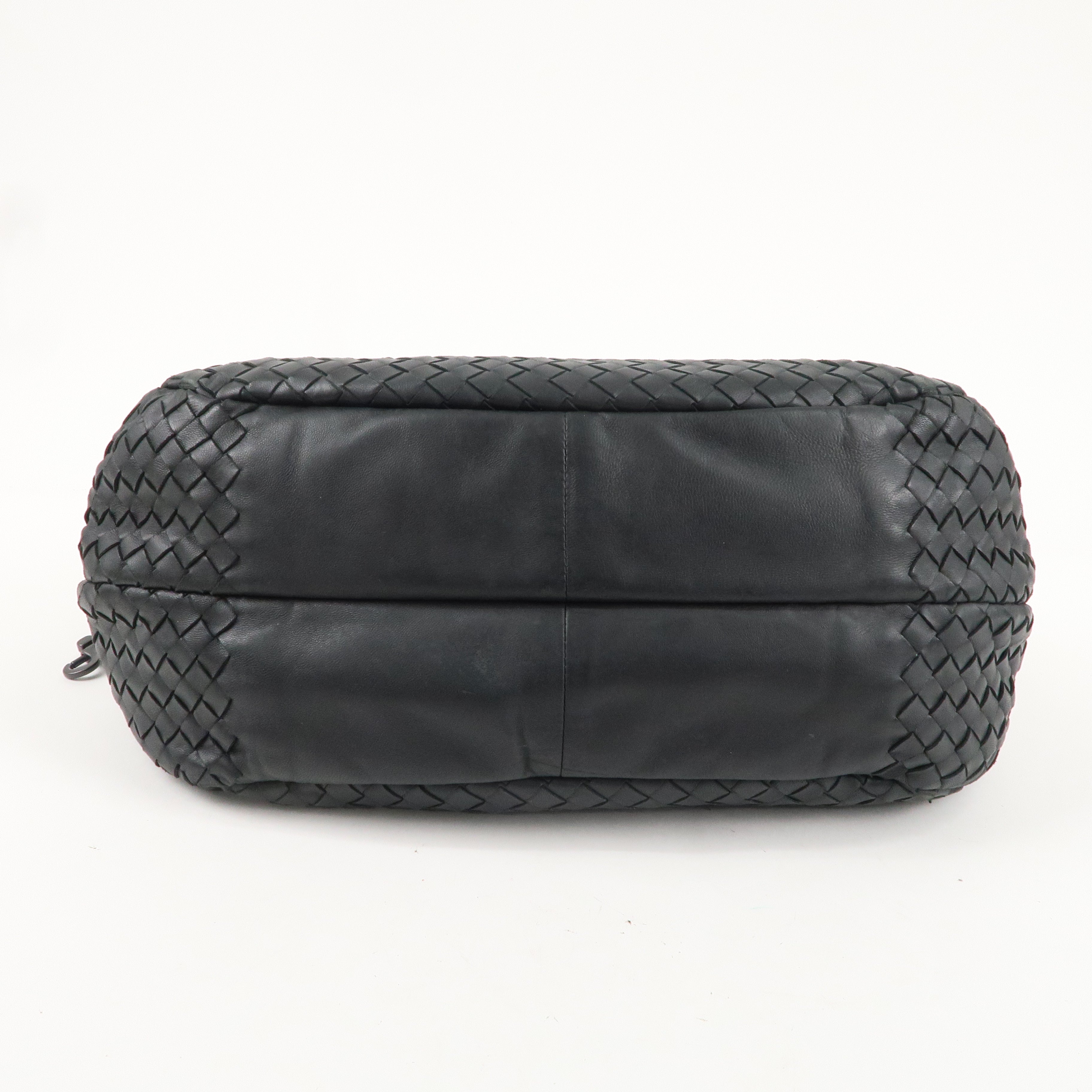 BOTTEGA VENETA Intrecciato Campana Shoulder Bag Black