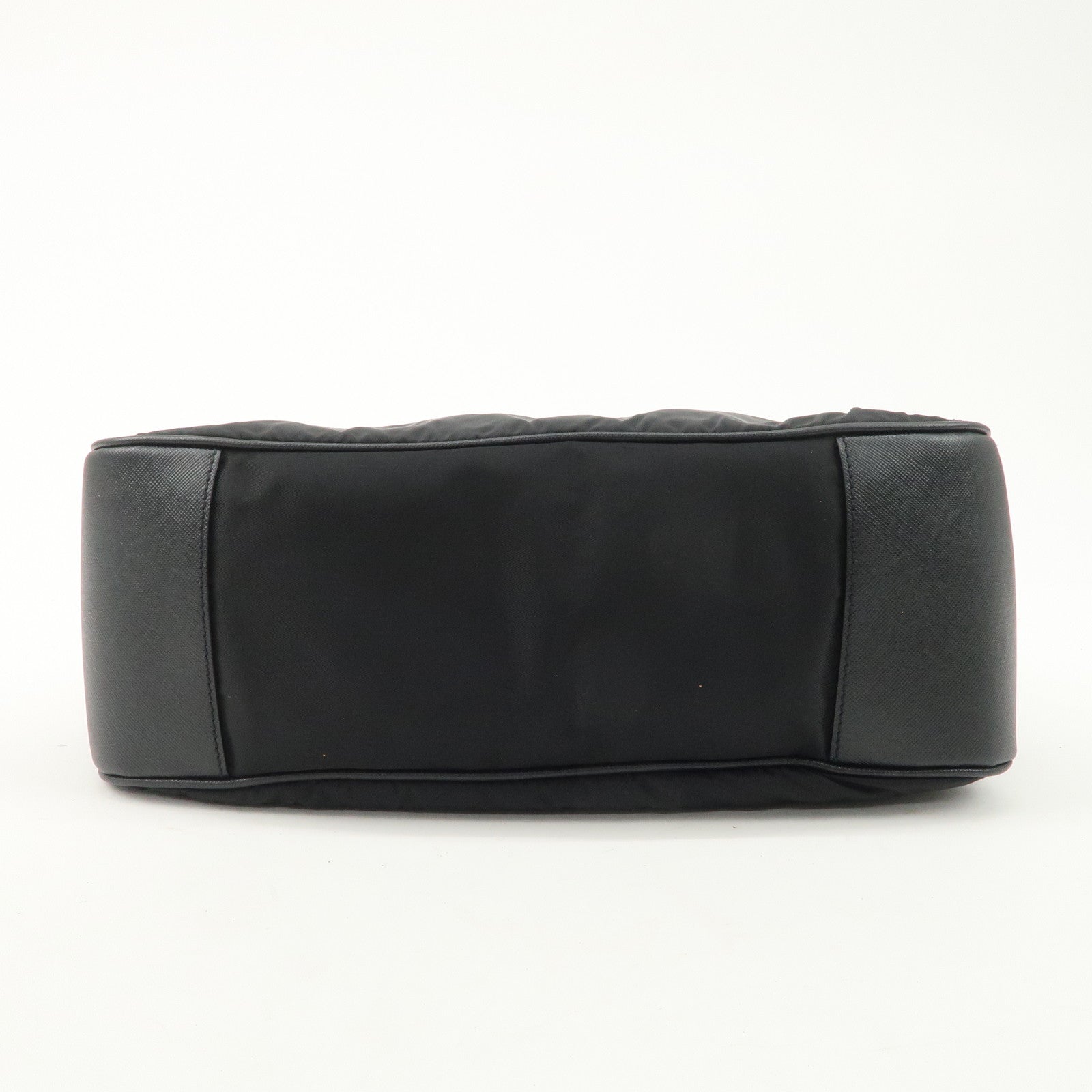 PRADA Nylon Leather Shoulder Bag Black BR2585