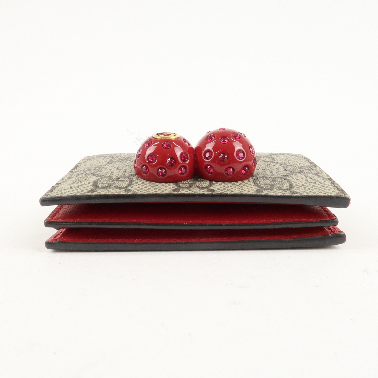 GUCCI Interlocking G GG Supreme Cherry Compact Wallet 476050