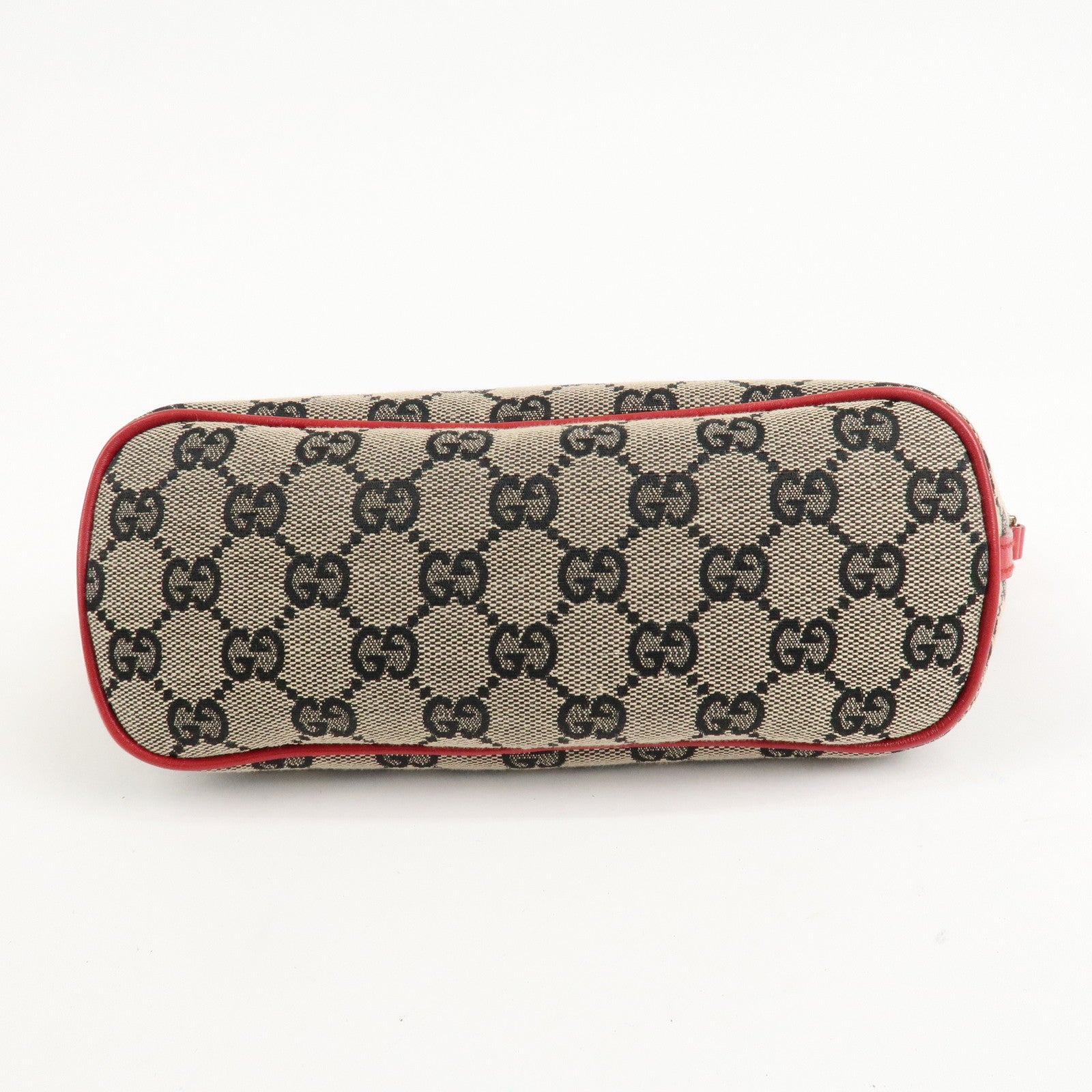 GUCCI GG Canvas Leather Accessory Pouch Mini Bag Beige Red 391103 Used