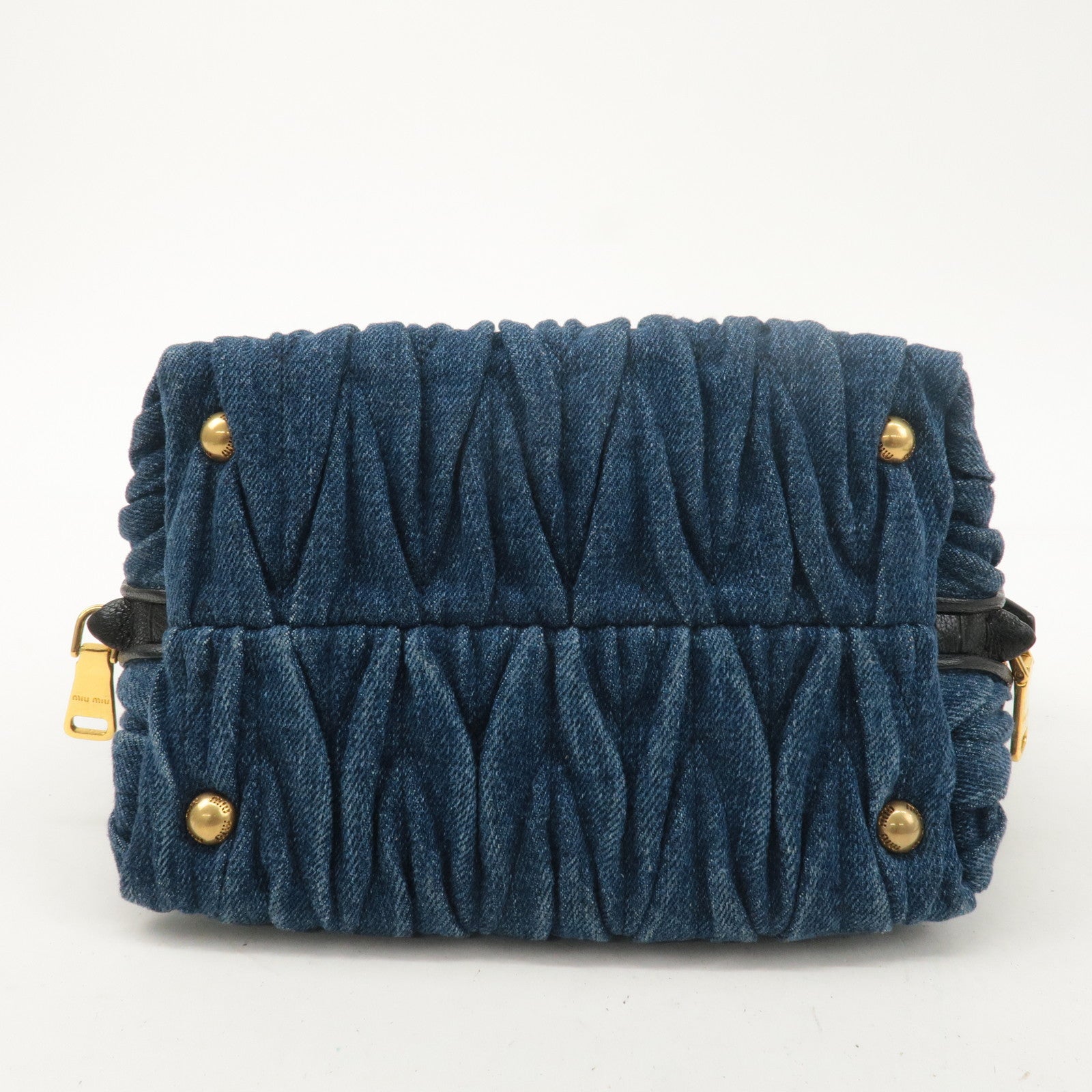 MIU MIU Matelasse Denim 2Way Shoulder Hand Bag Blue 5BA003