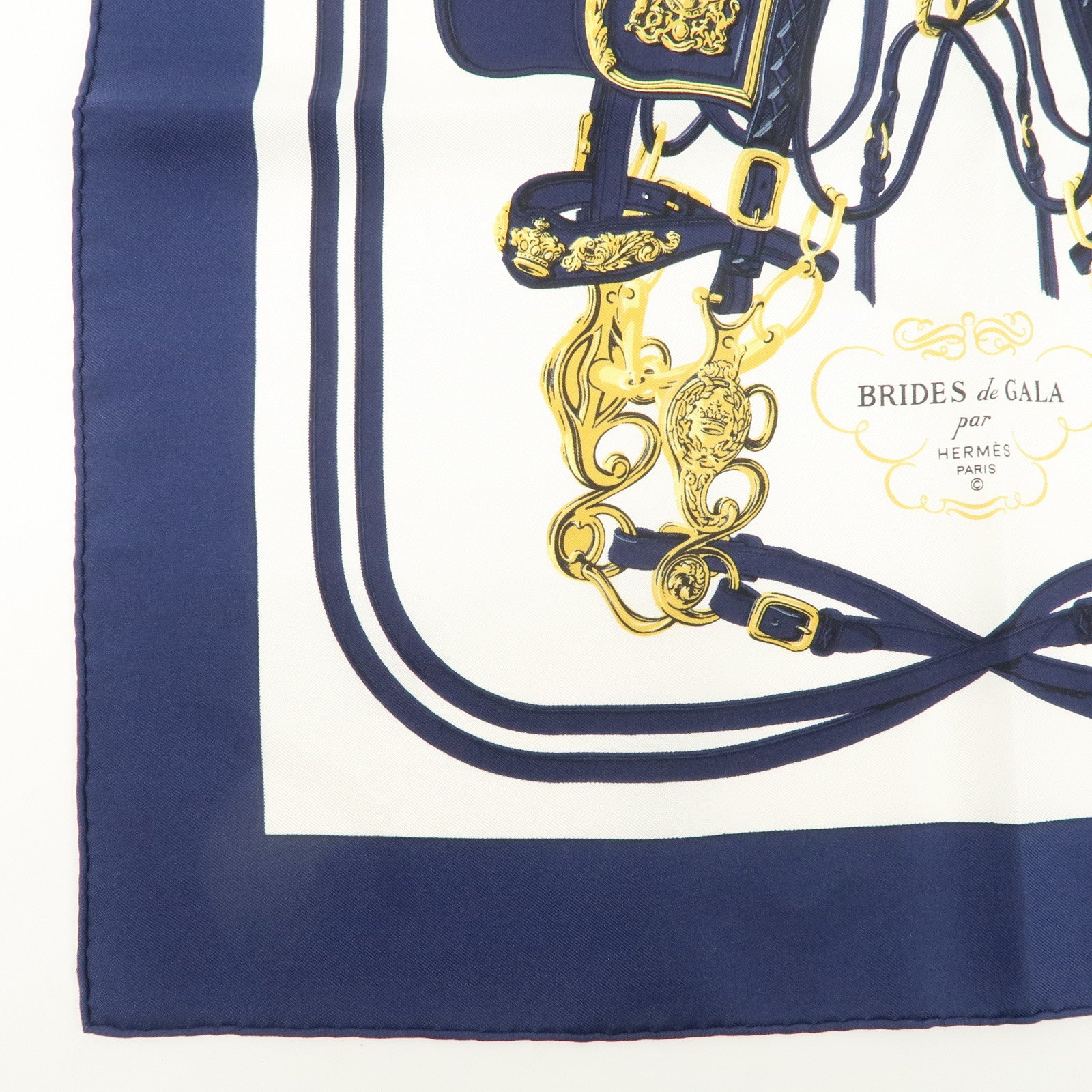 HERMES Carre 45 100% Silk Scarf BRIDES de GALA Horse Bridle Used