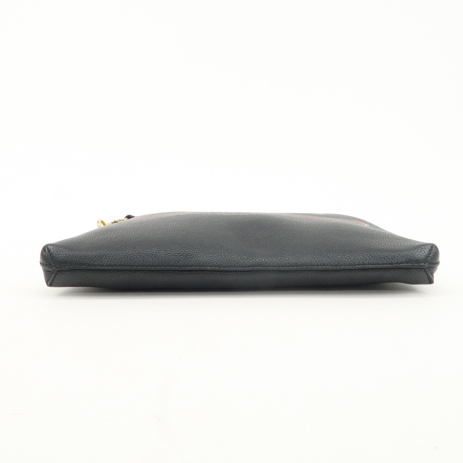 GUCCI Sherry Leather Portfolio Clutch Bag Medium Black 572770 Used