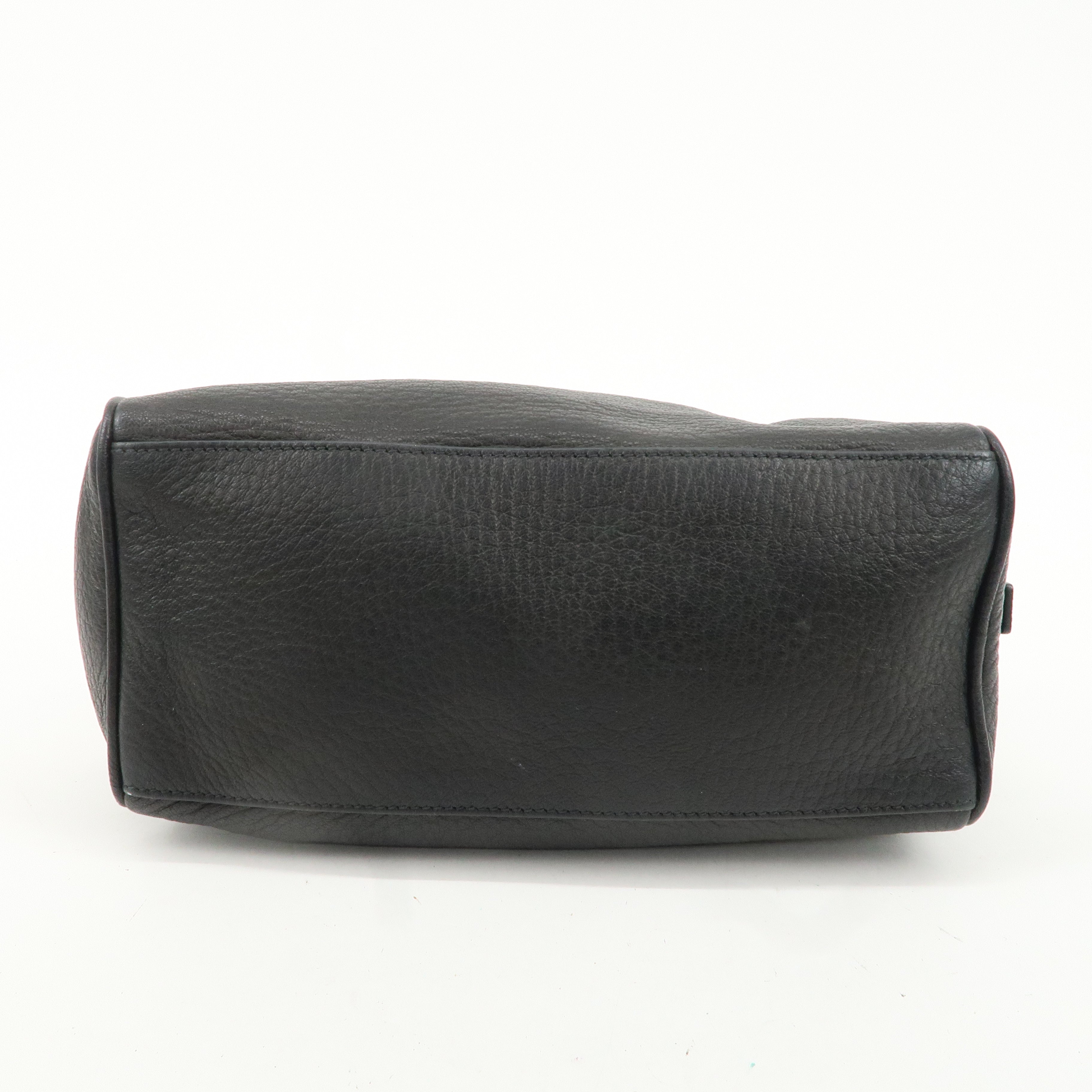 PRADA Logo Leather Pouch Cosmetic Pouch Black Silver HDW