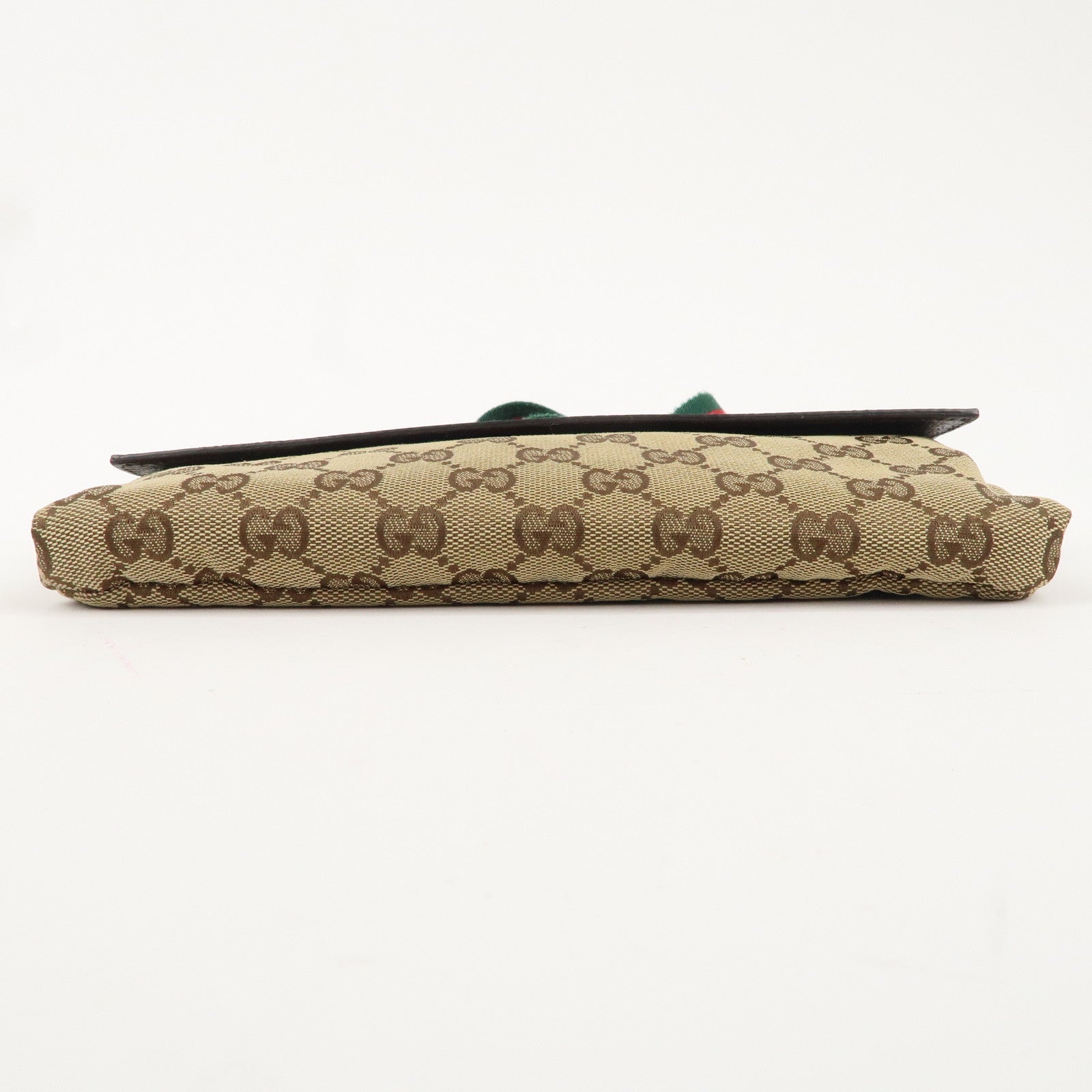 GUCCI Sherry GG Canvas Leather Waist Bag Beige Brown 180691