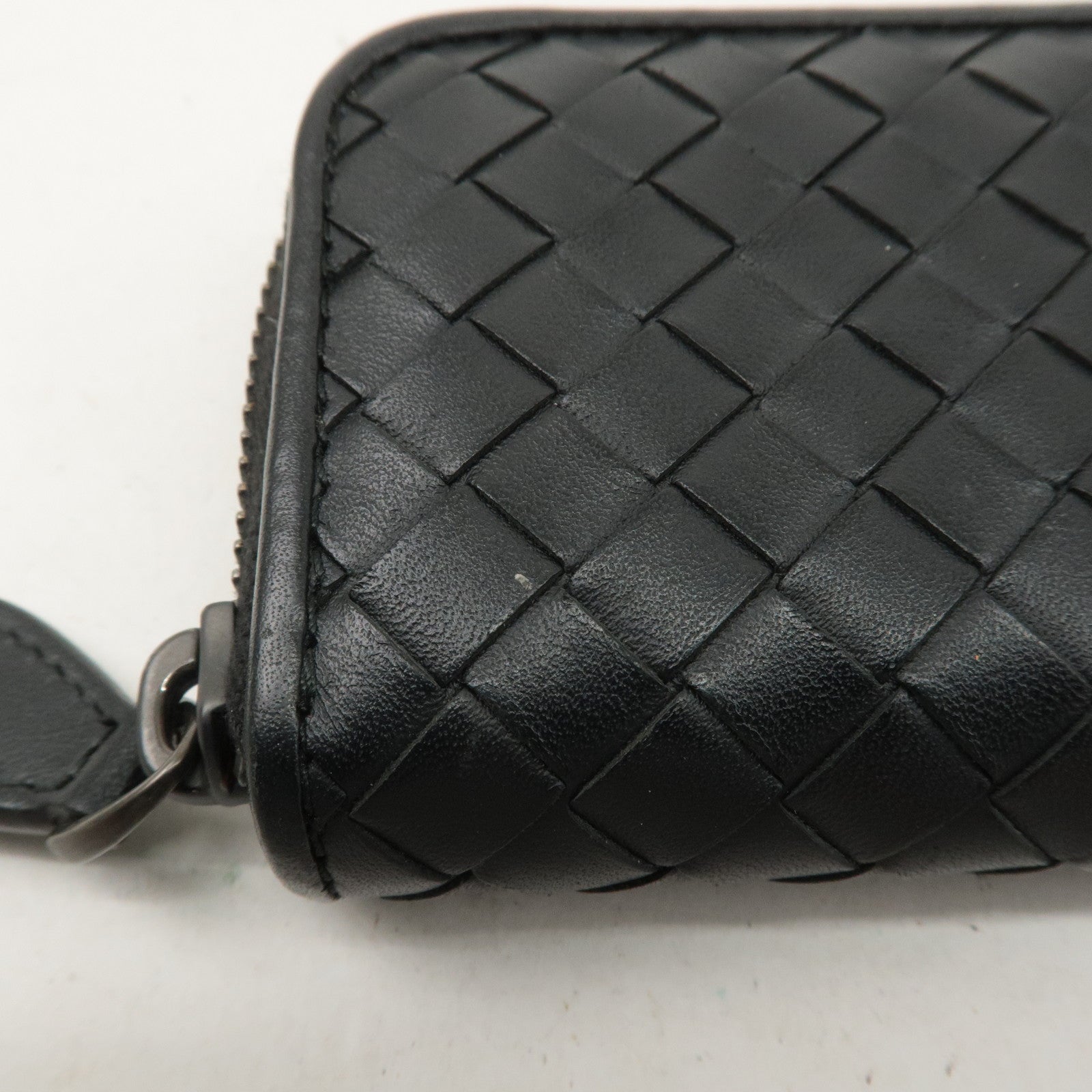 BOTTEGA VENETA Intrecciato Leather Coin Case Black 114075