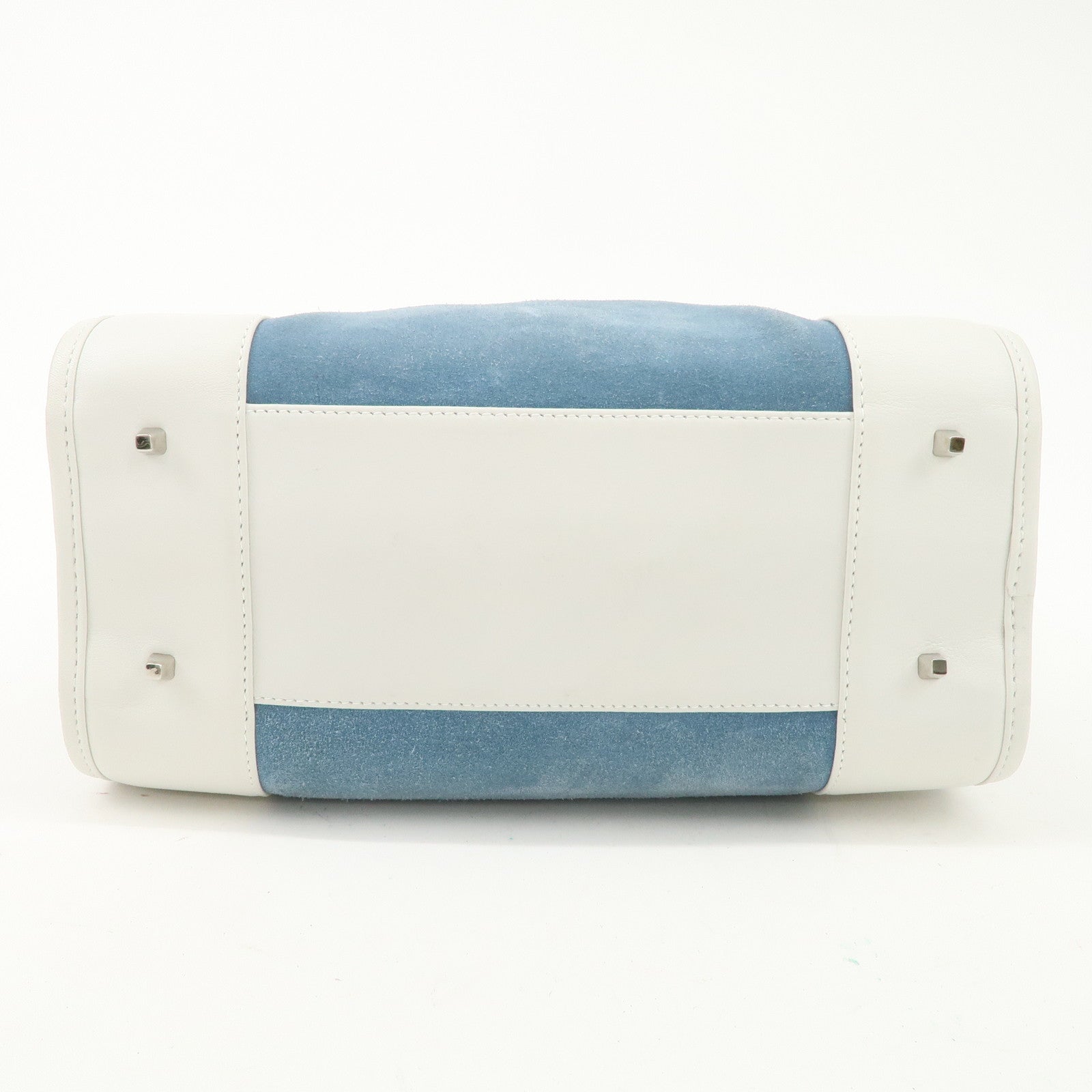 LOEWE Anagram Suede Leather Amazona 27 Hand Bag White Blue