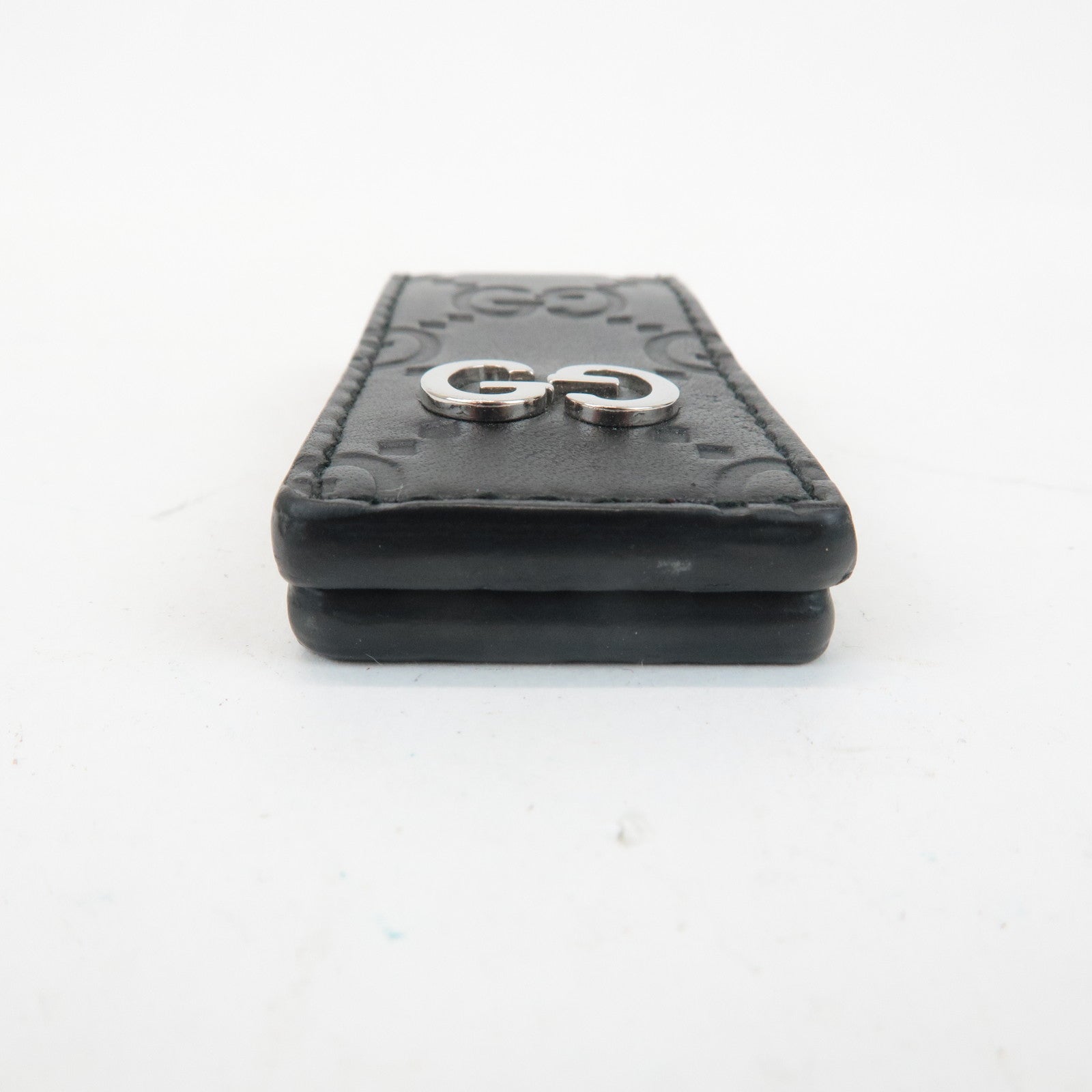 GUCCI Guccissima Leather Money Clip Bill Clip Black 522867 Used