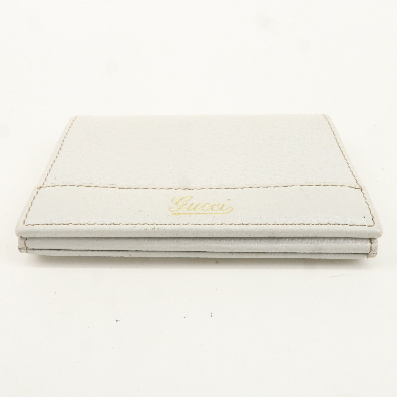 GUCCI Leather GG Canvas Card Case White 131858