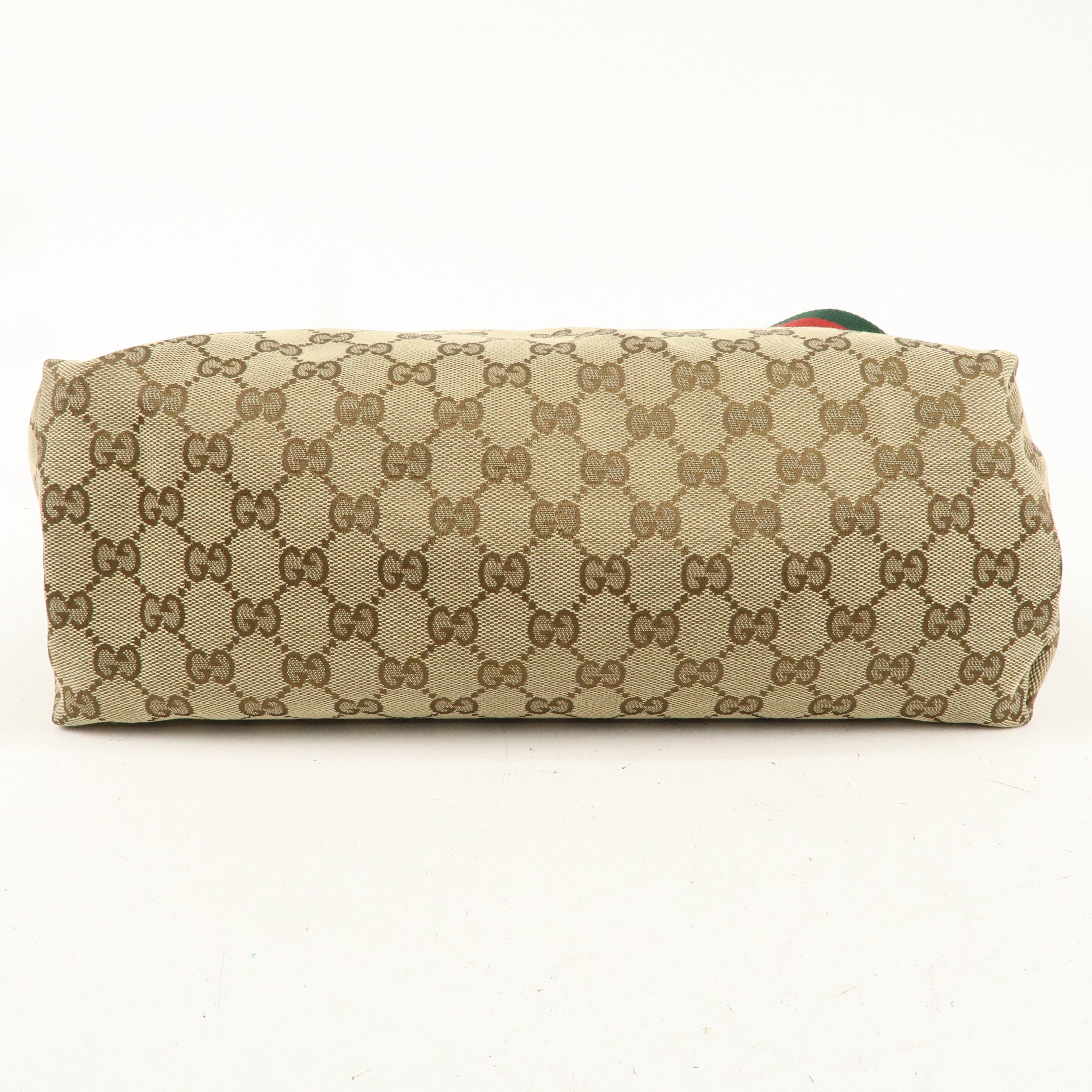 GUCCI Sherry Line GG Canvas Leather Shoulder Bag Beige 189751