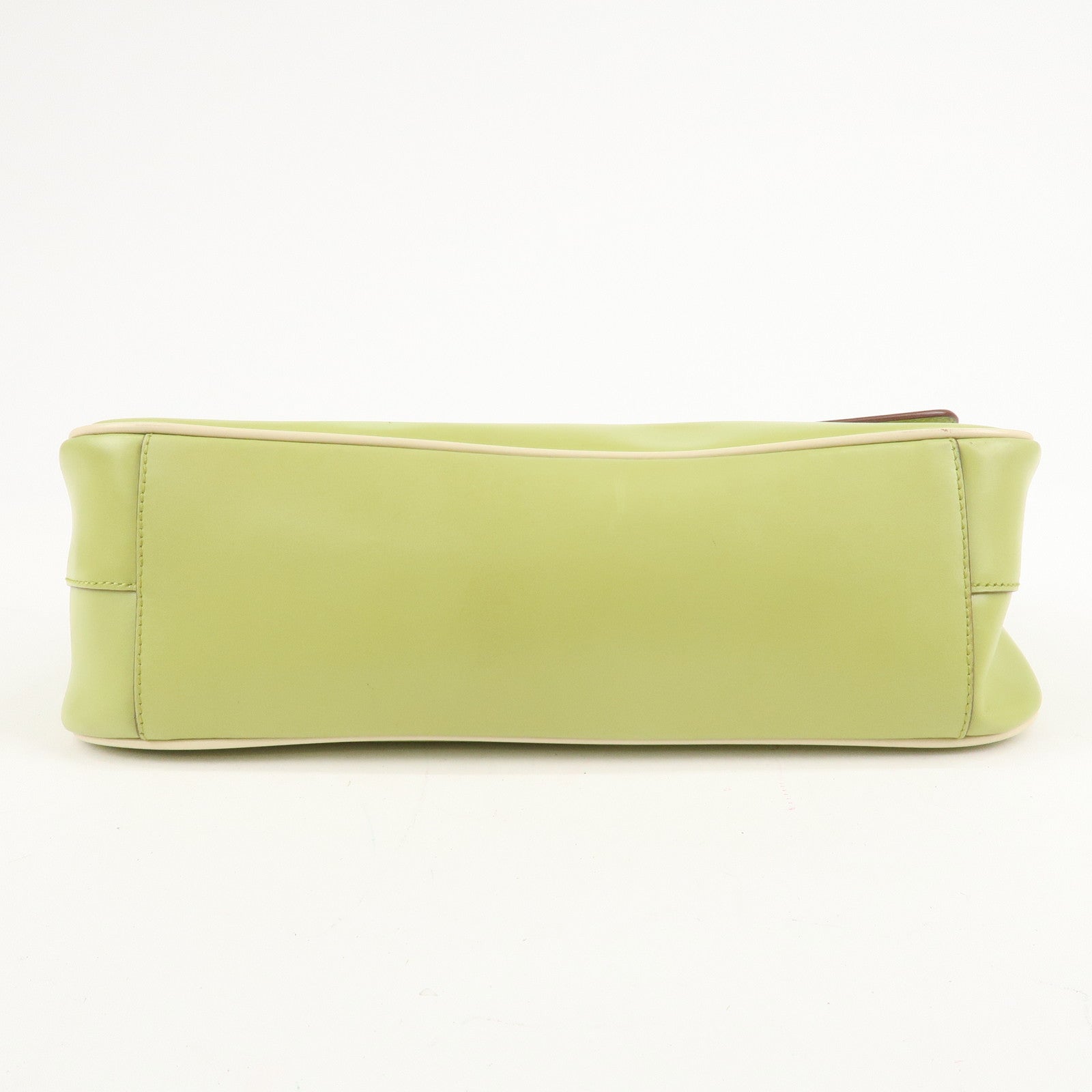 PRADA Leather Shoulder Bag Hand Bag Light Green B10689