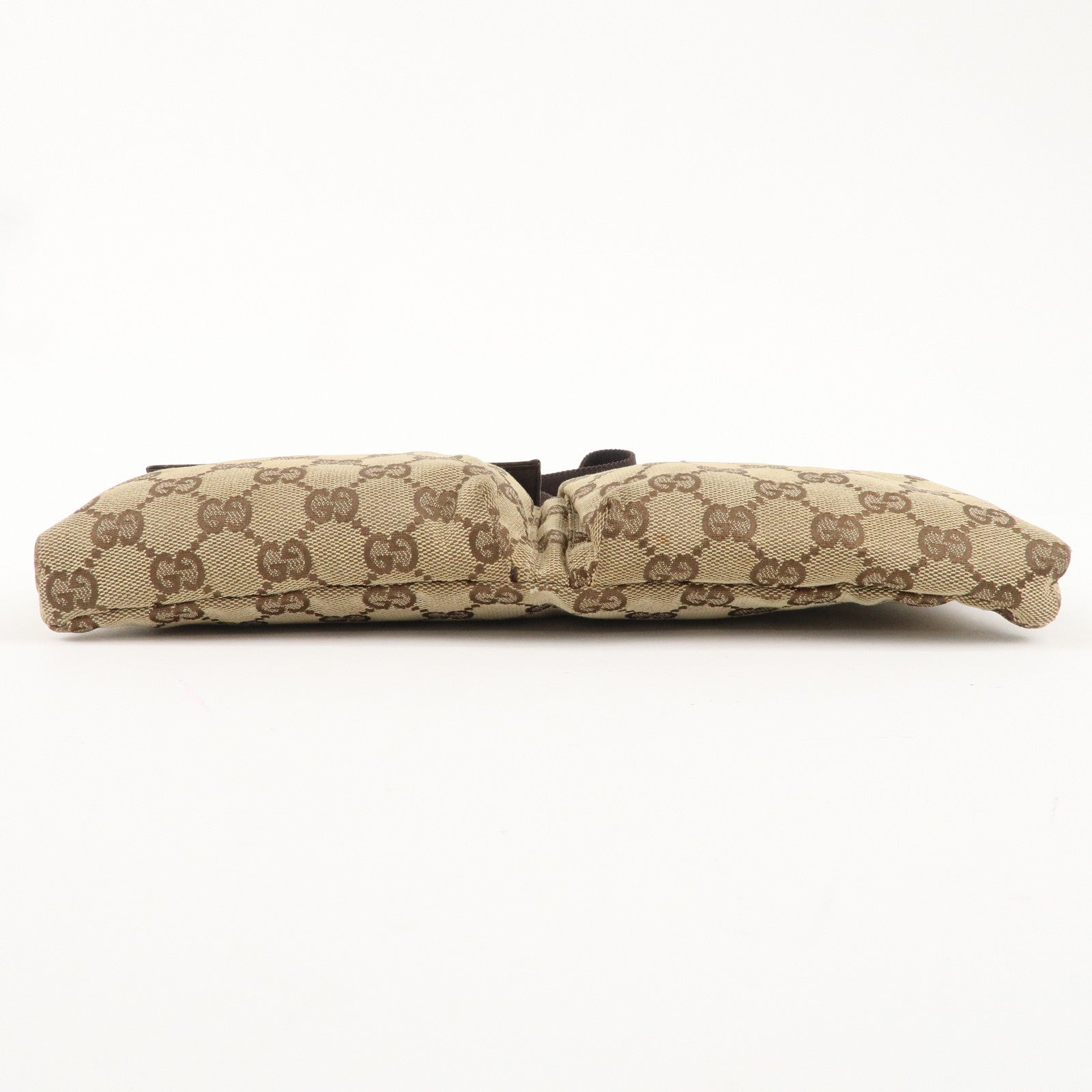 GUCCI GG Canvas Leather Waist Bag Waist Pouch Beige Brown 28566