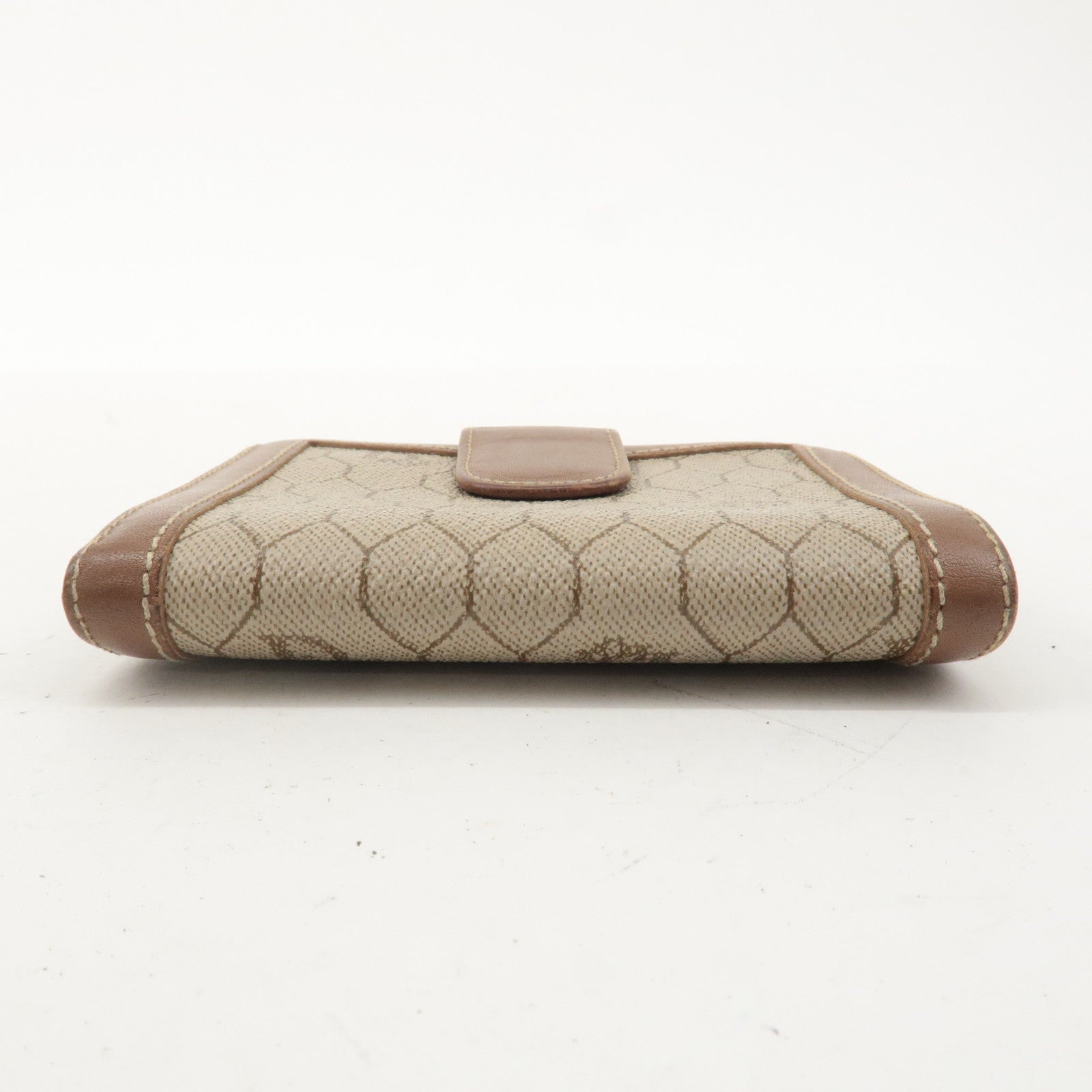 Christian Dior Honeycomb PVC Leather Bi-fold Wallet Beige Brown