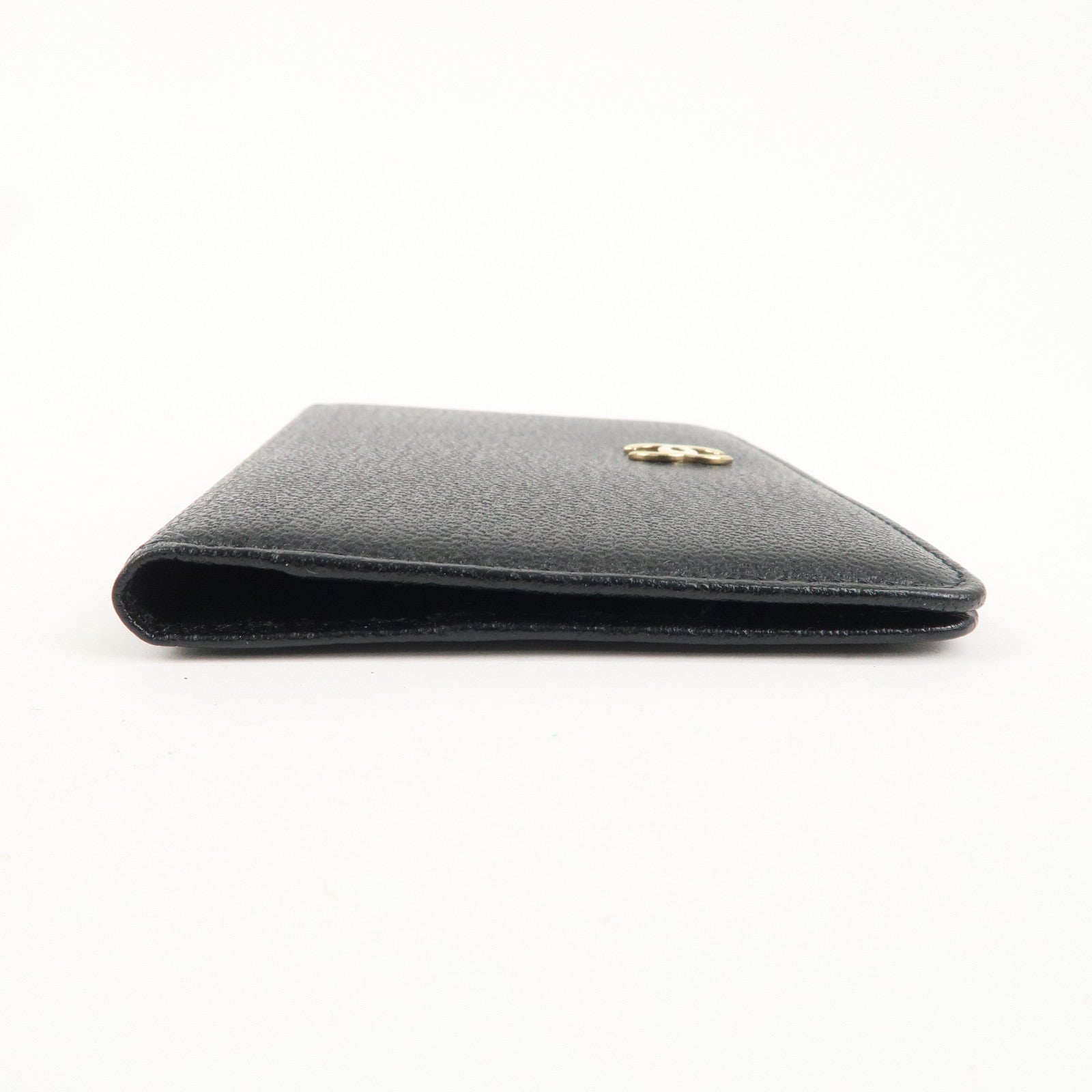 CHANEL Leather COCO Mark Bi-fold Card Case Black