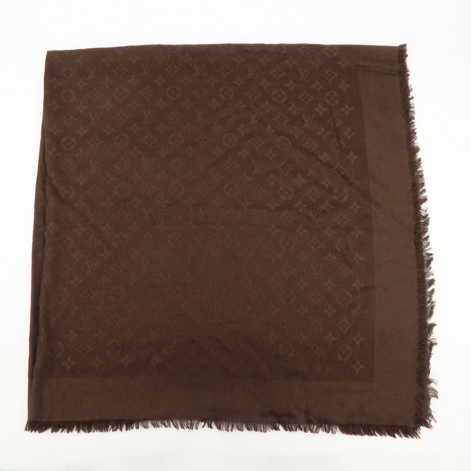 Louis Vuitton Monogram Shine Shawl Stole Scarf Brown 401910 Used