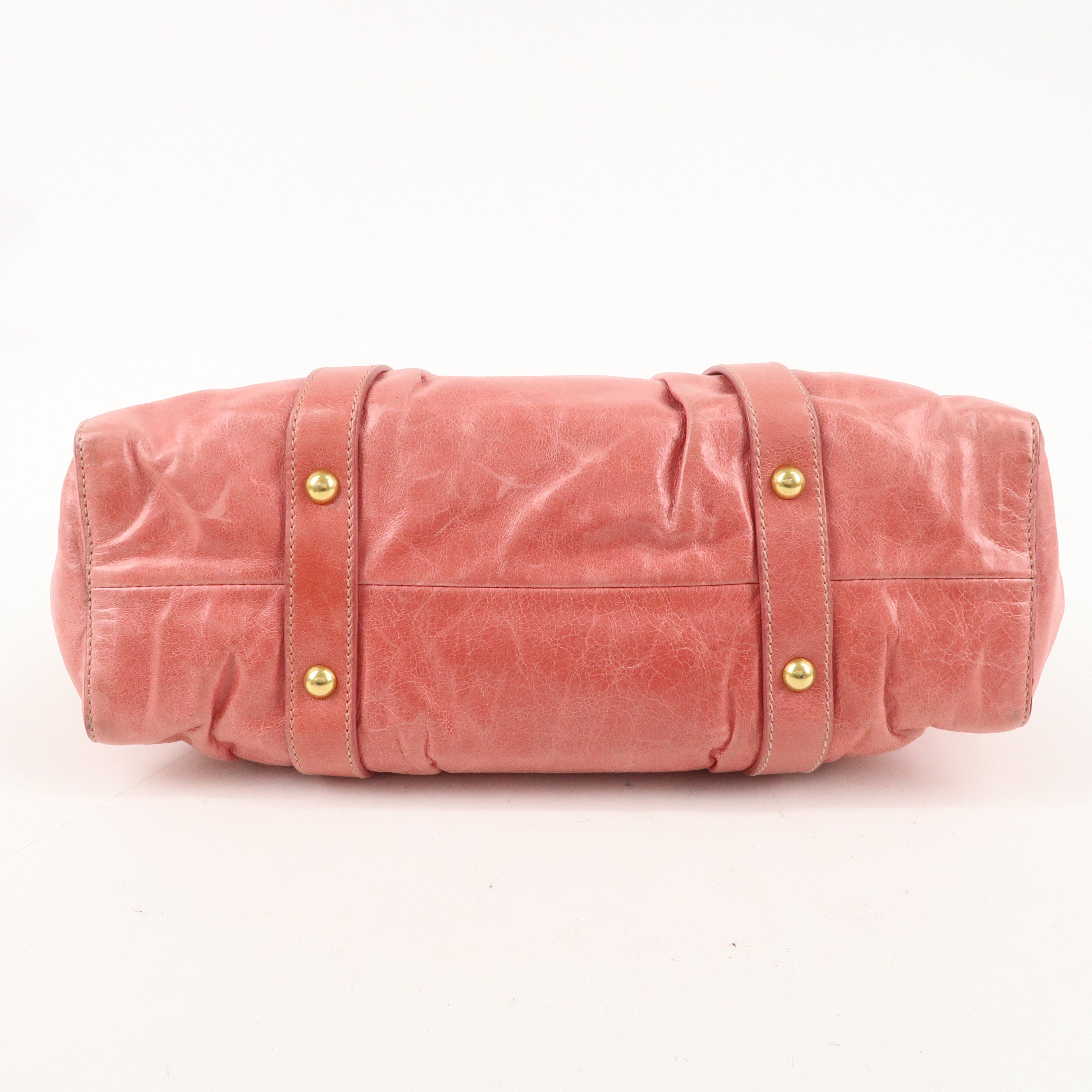 MIU MIU Leather 2Way Bag Shoulder Bag Hand Bag Pink