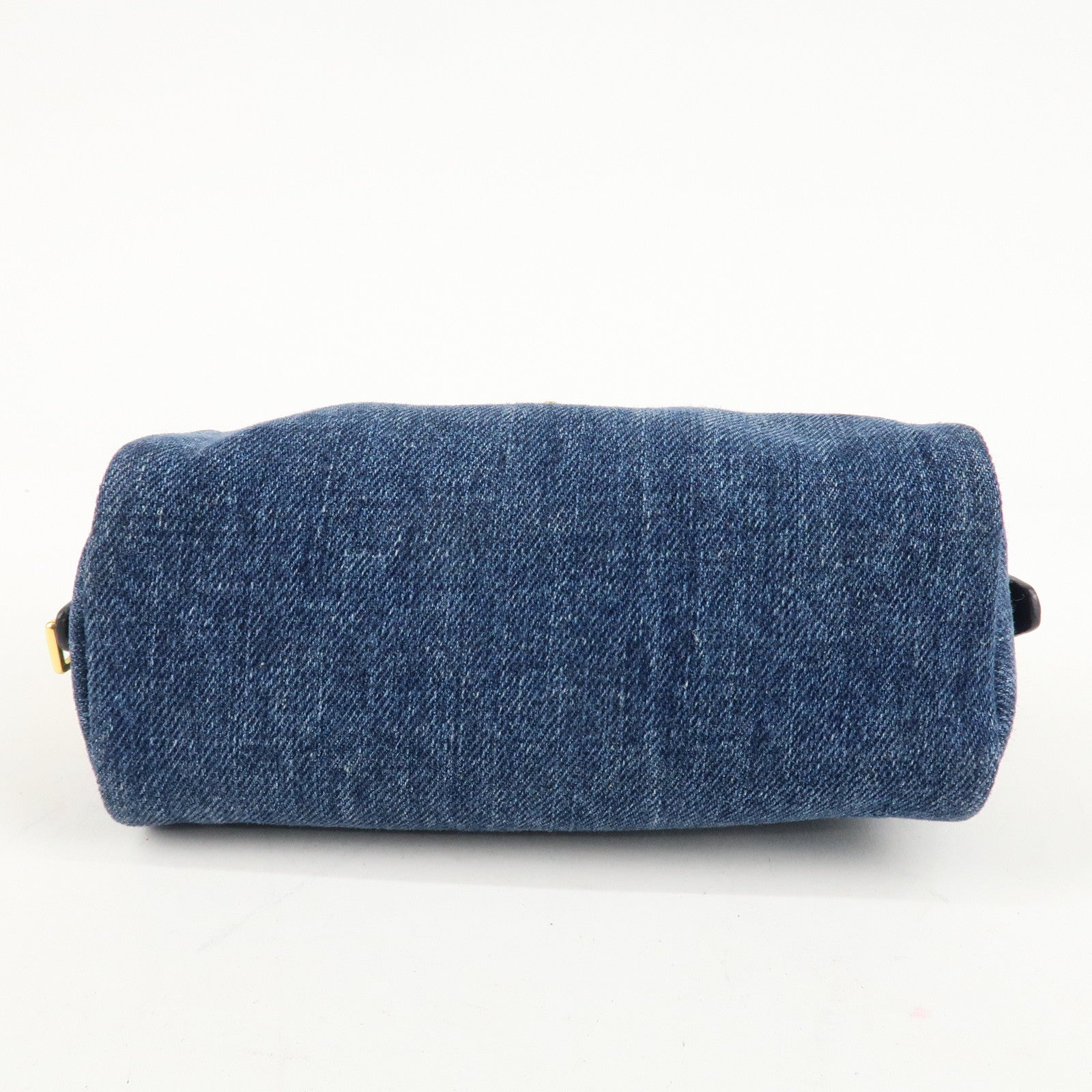 PRADA Triangle Logo Denim Pouch Cosmetic Pouch Blue