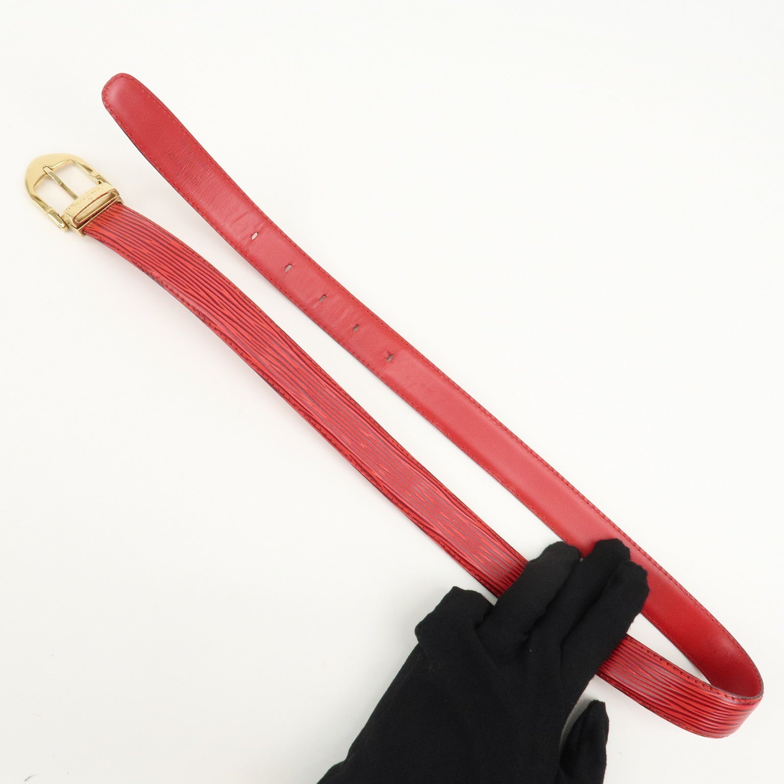 Louis Vuitton Epi Santulle Classic Belt 85/34 Red R15007