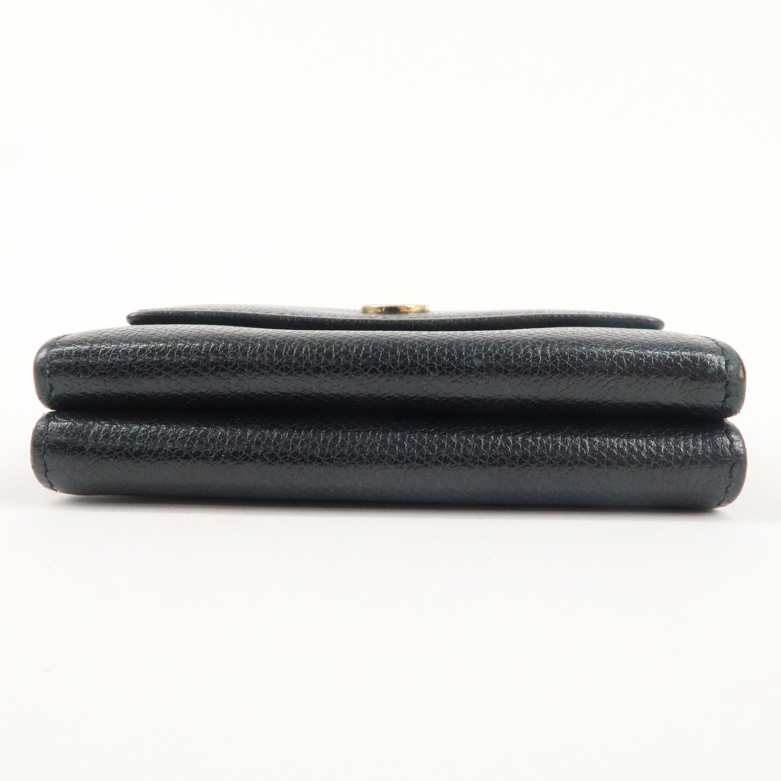 CHANEL Leather Coco Button Trifold Wallet Black