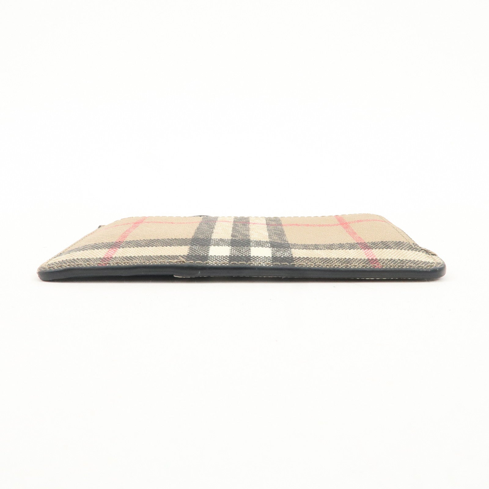 BURBERRY Nova Plaid PVC Leather Card Case Coin Case Beige Black