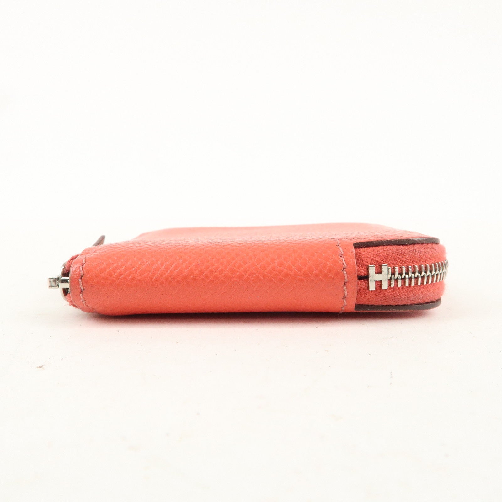 HERMES Leather Azap Silkin Coin Case X Engraved Red