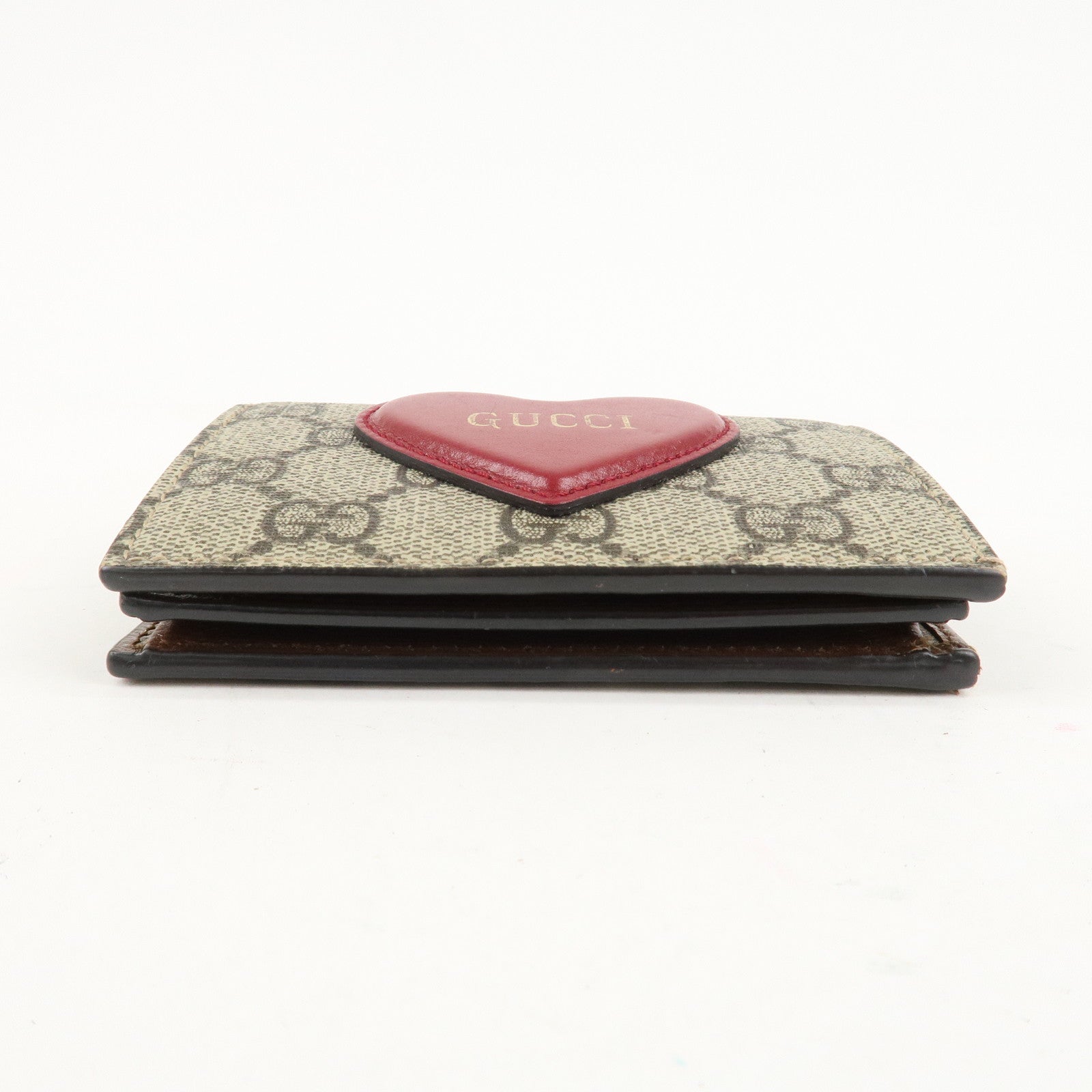 GUCCI GG Supreme Leather Heart Motif Bi-fold Wallet 648848