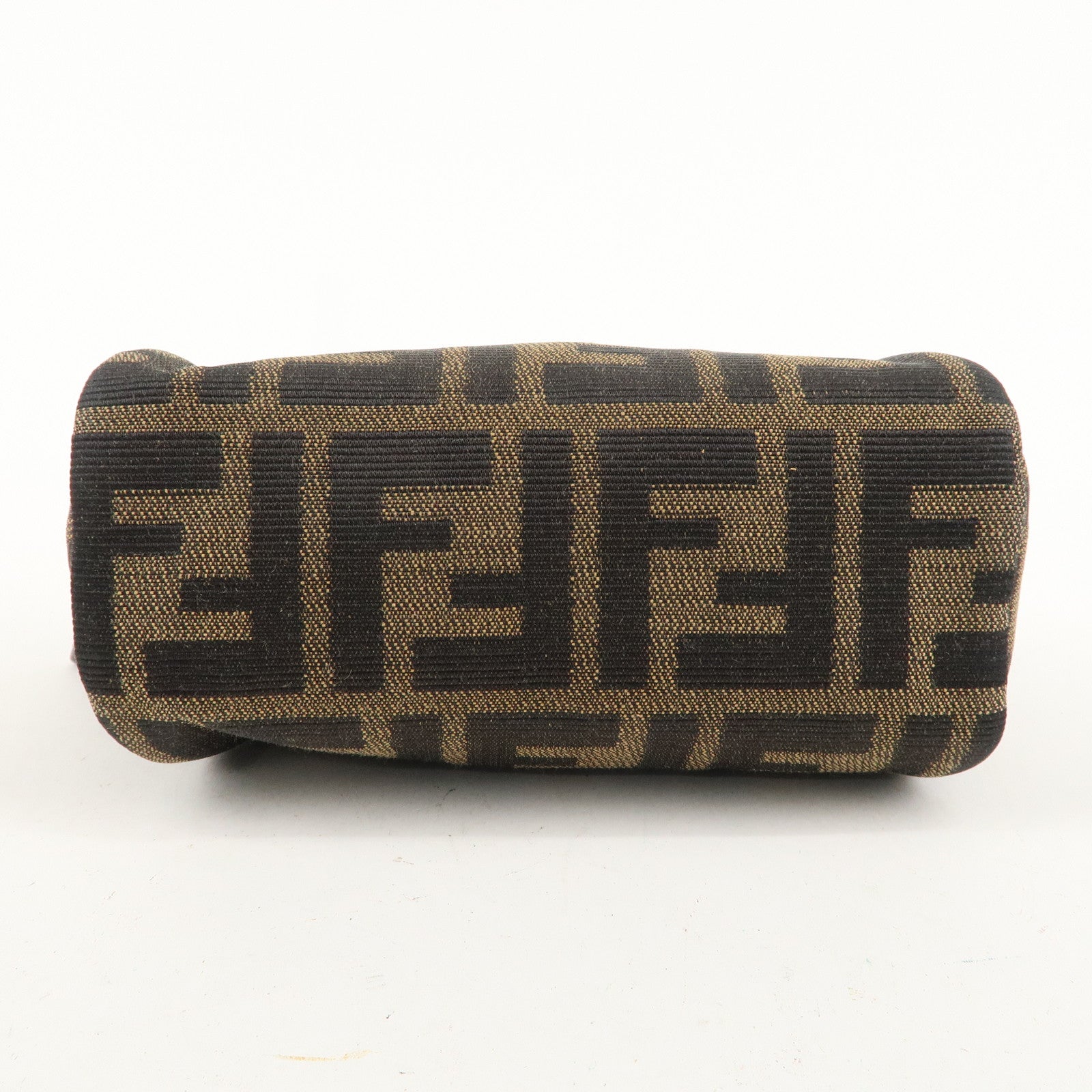 FENDI Zucca Canvas Leather Pouch Khaki Black 26361