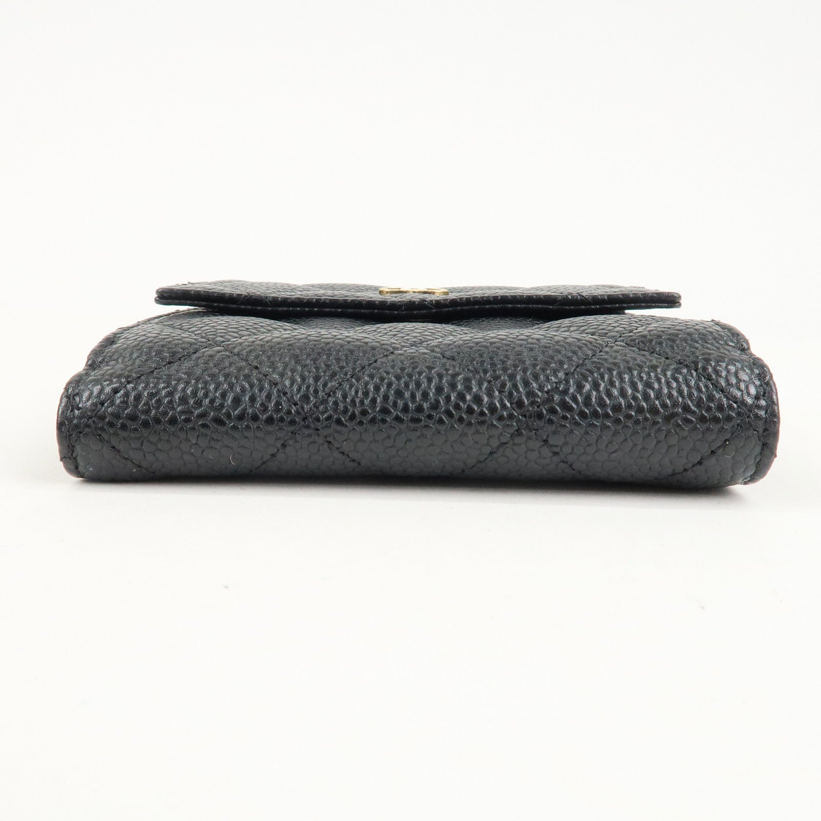 CHANEL Matelasse Cavier Skin W Hook Wallet Black A48980