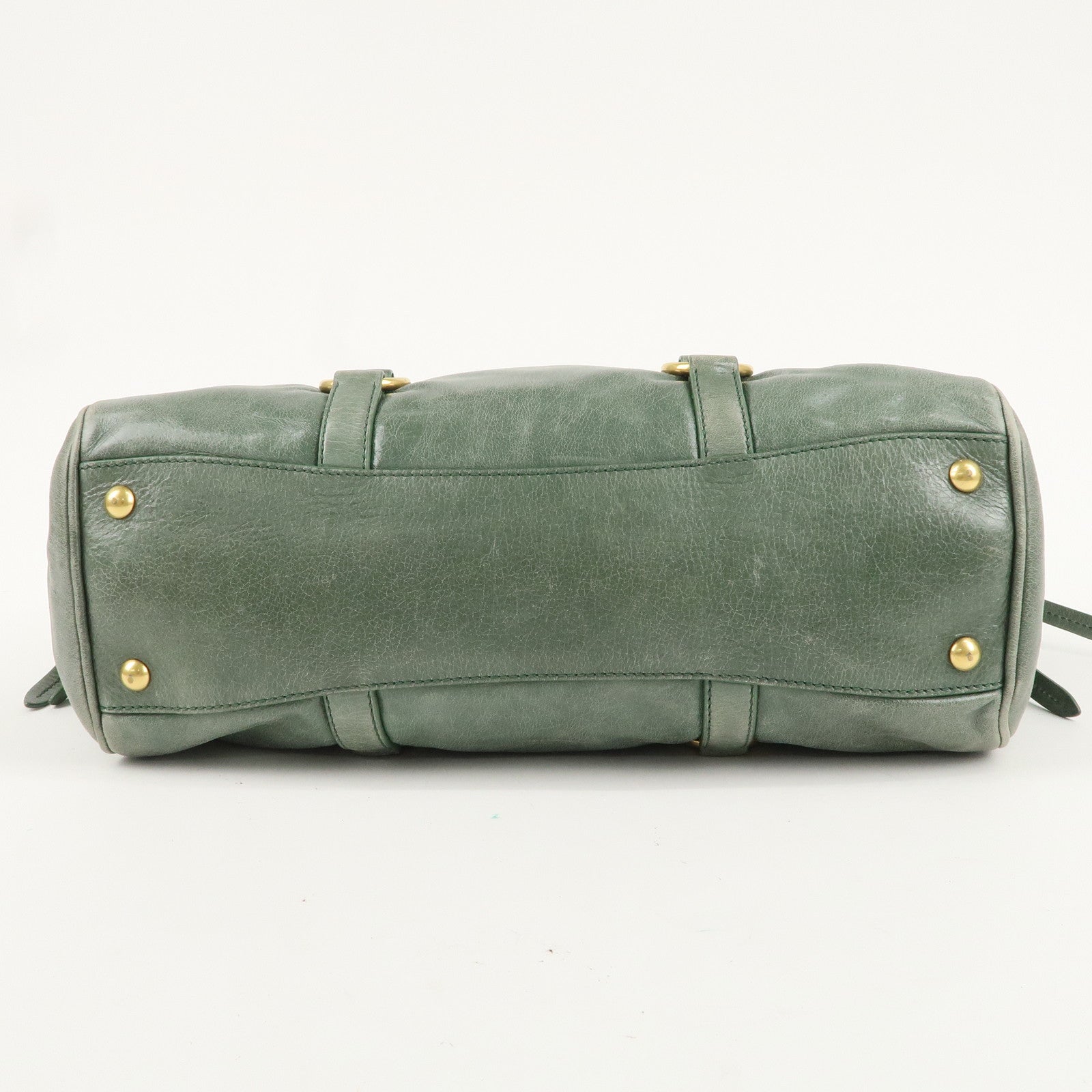 MIU MIU Leather 2Way Bag Hand Bag Shoulder Bag Green