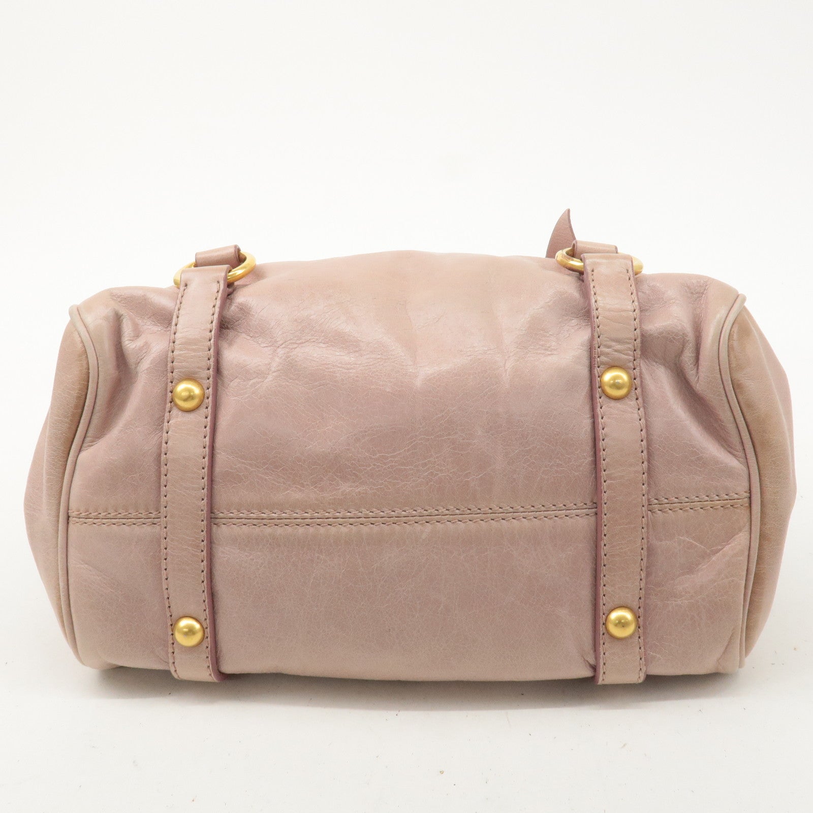 MIU MIU Leather Side Ribbon 2WAY Bag Hand Bag Shoulder Bag Pink