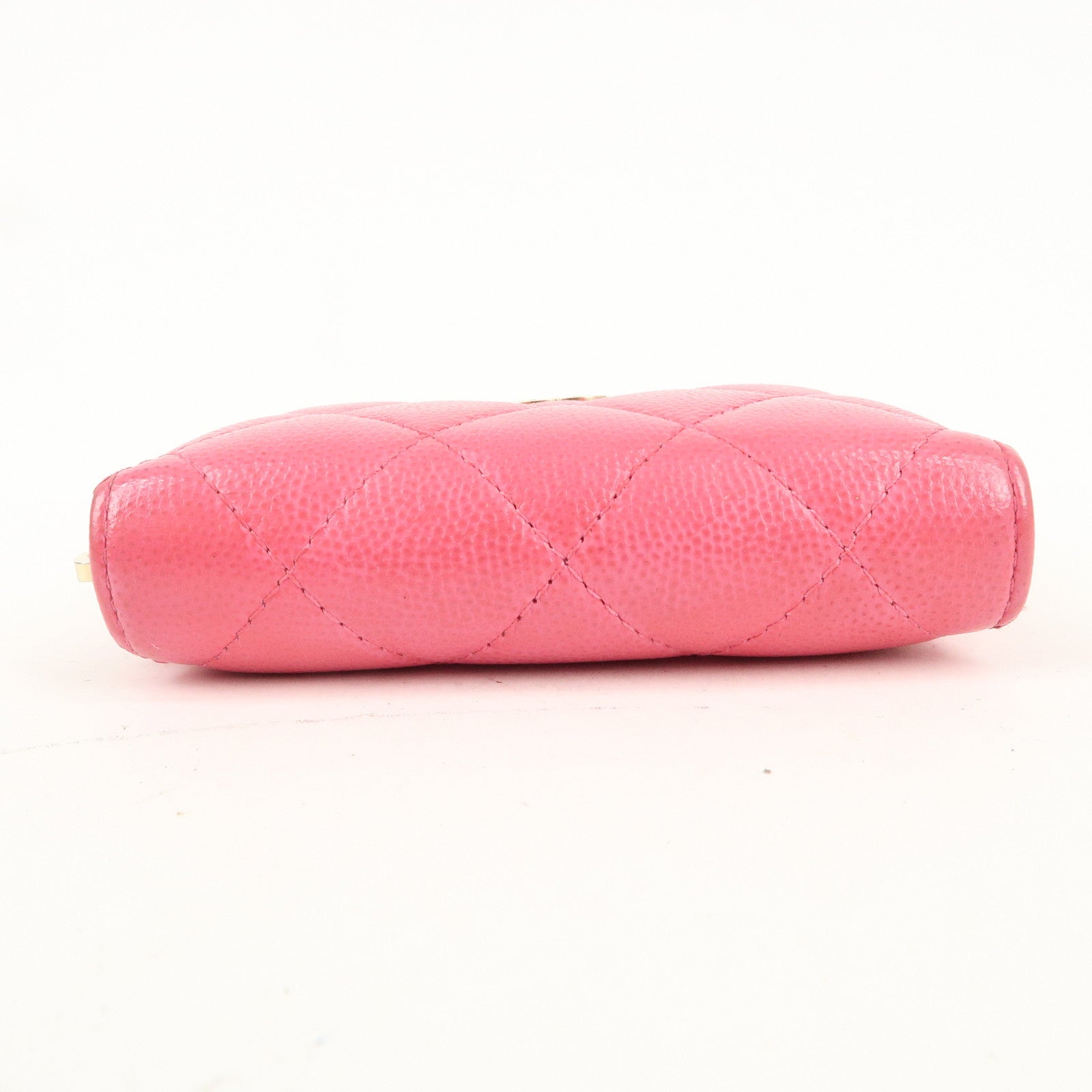 CHANEL Matelasse Caviar Skin Round Zippy Coin Case Pink A84511